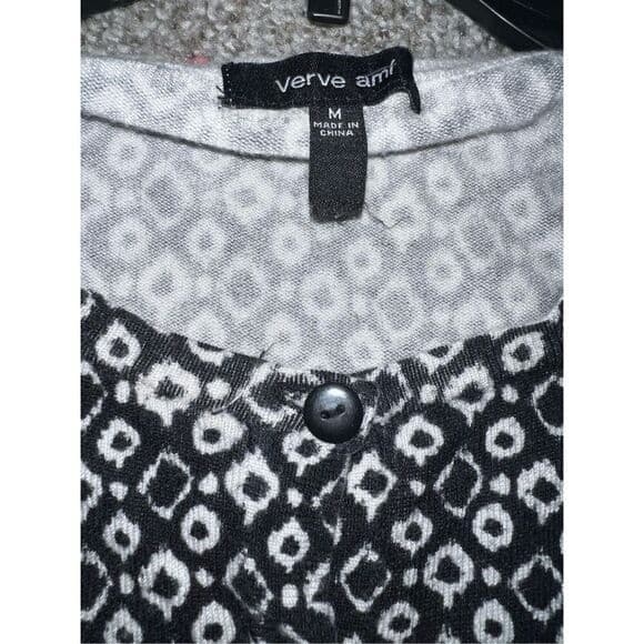 verve ami cardigan black & white sz m Button Down Round Neck Preppy Emo - Thumbnail 3