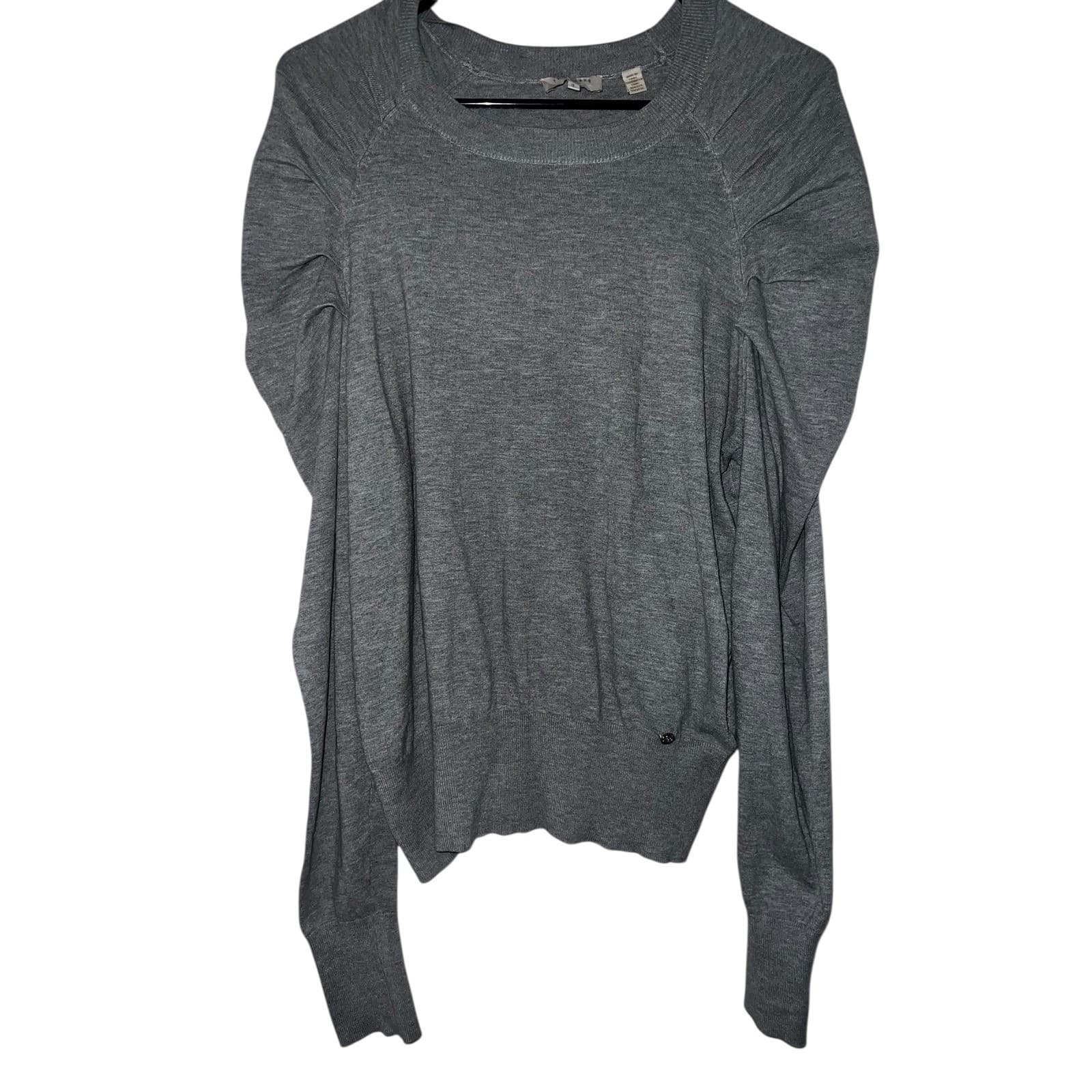 Ted Baker Piyton Sweater Mid Grey Sz 4 | (L) Preppy Luxury Knit Crewneck - Thumbnail 2
