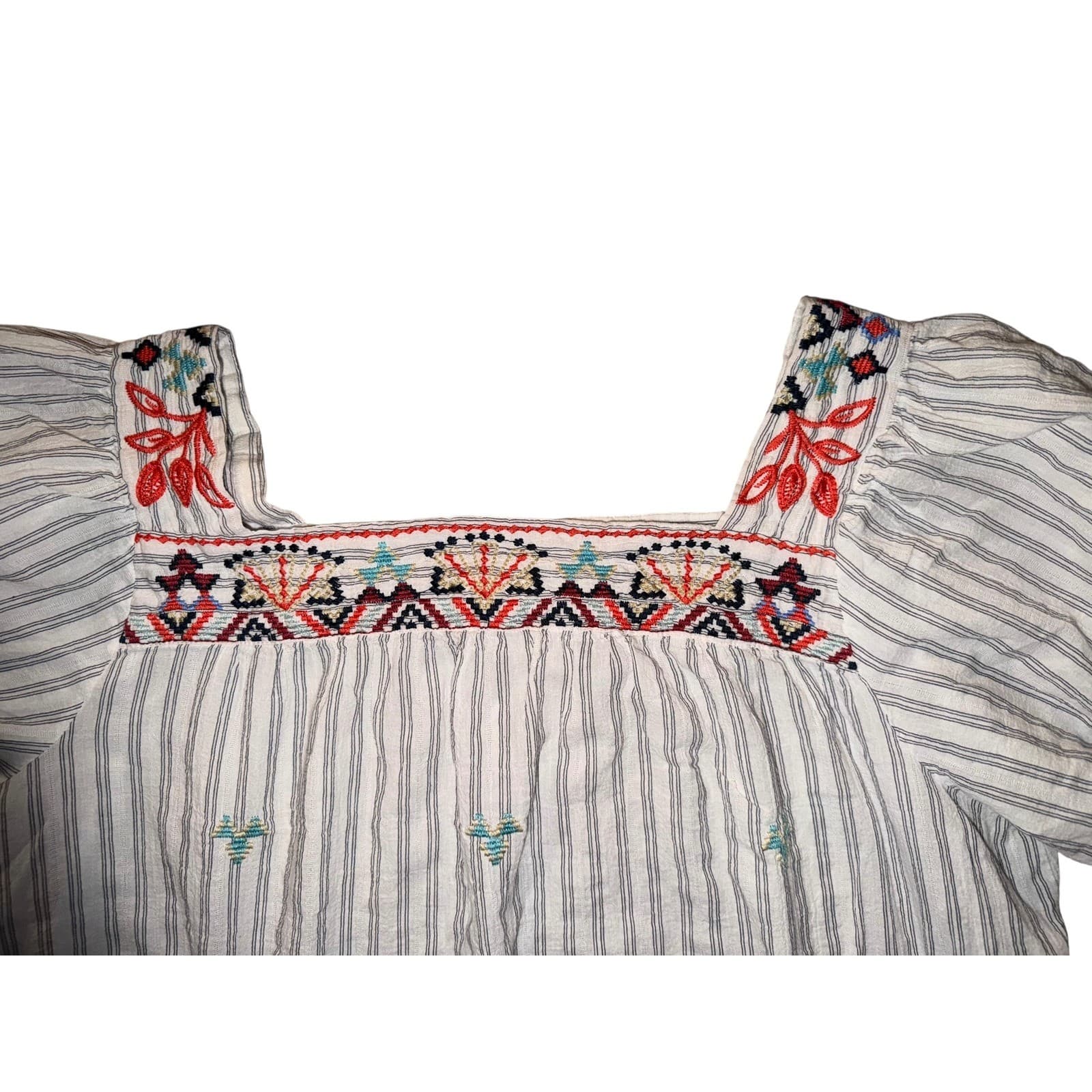 Johnny Was Work Puff Sleeve Embroidered Peasant Sz XLBoho Cottagecore - Thumbnail 5