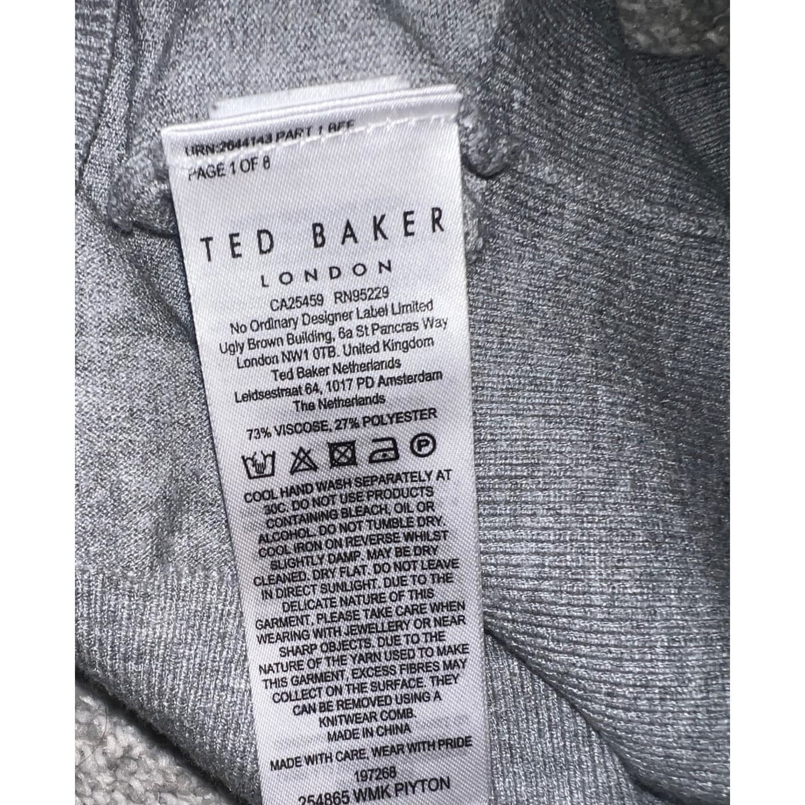 Ted Baker Piyton Sweater Mid Grey Sz 4 | (L) Preppy Luxury Knit Crewneck - Thumbnail 8
