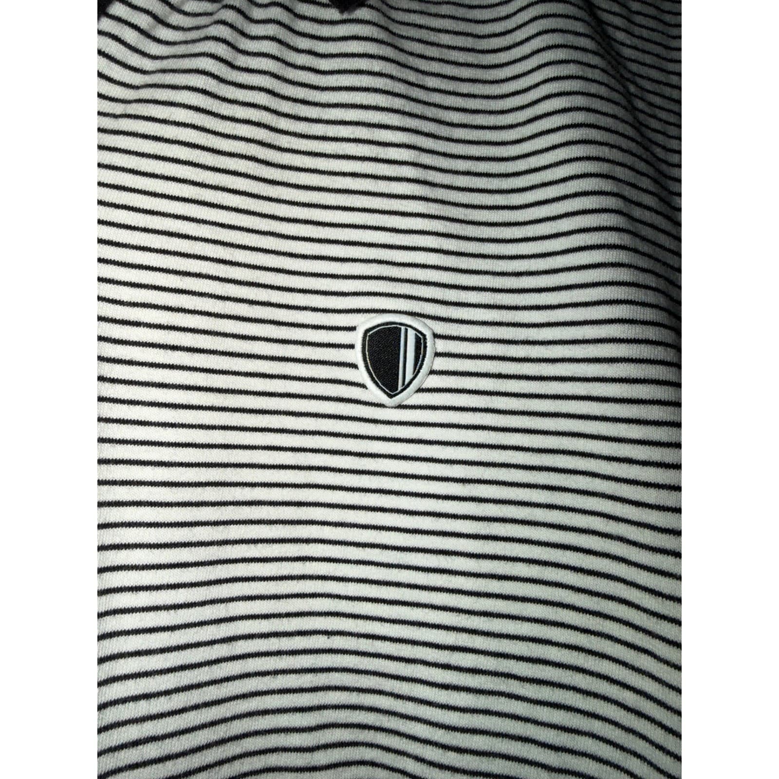 Ben Sherman Black White Stripe Polo Shirt Sz L | Cotton Short Sleeve Preppy - Thumbnail 6