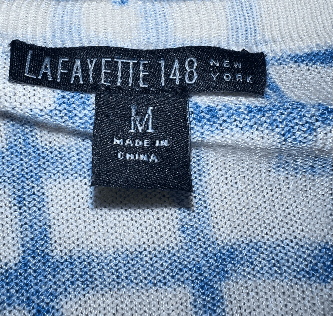LAFAYETTE 148 New York size m V Neck Long Sleeves Preppy Coastal Office Siren - Thumbnail 3