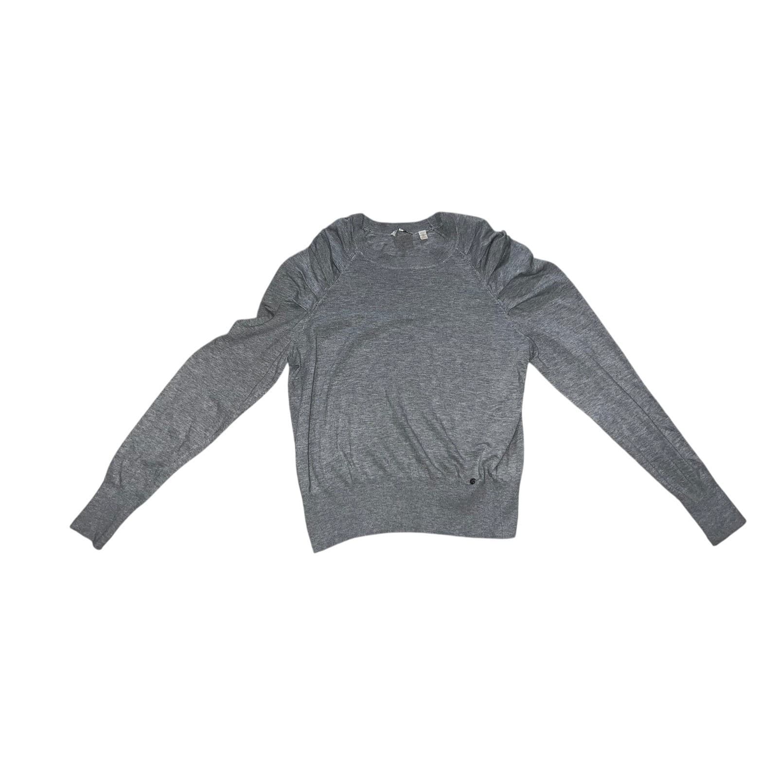 Ted Baker Piyton Sweater Mid Grey Sz 4 | (L) Preppy Luxury Knit Crewneck - Thumbnail 4