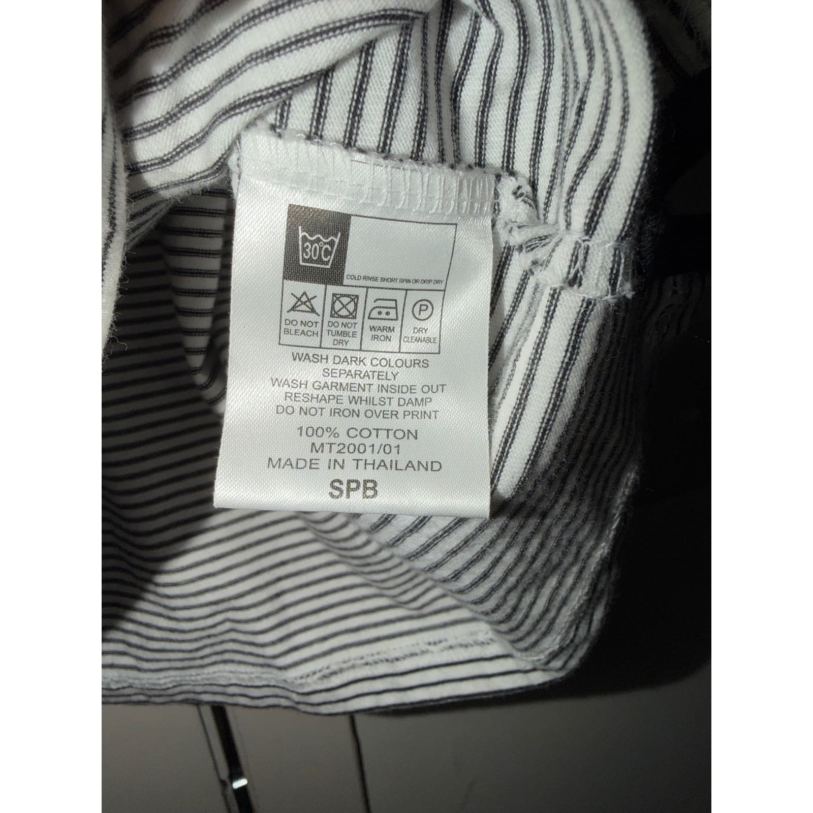Ben Sherman Black White Stripe Polo Shirt Sz L | Cotton Short Sleeve Preppy - Thumbnail 5
