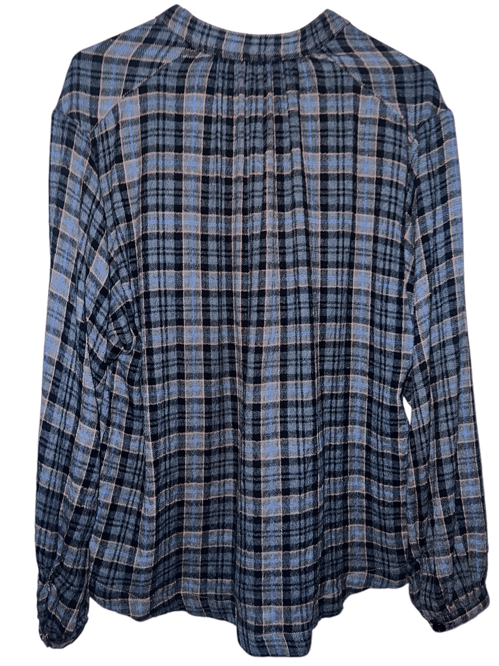 Free People Oversized Plaid Half Button Long Sleeve Shirt XS preppy collar emo - Thumbnail 2