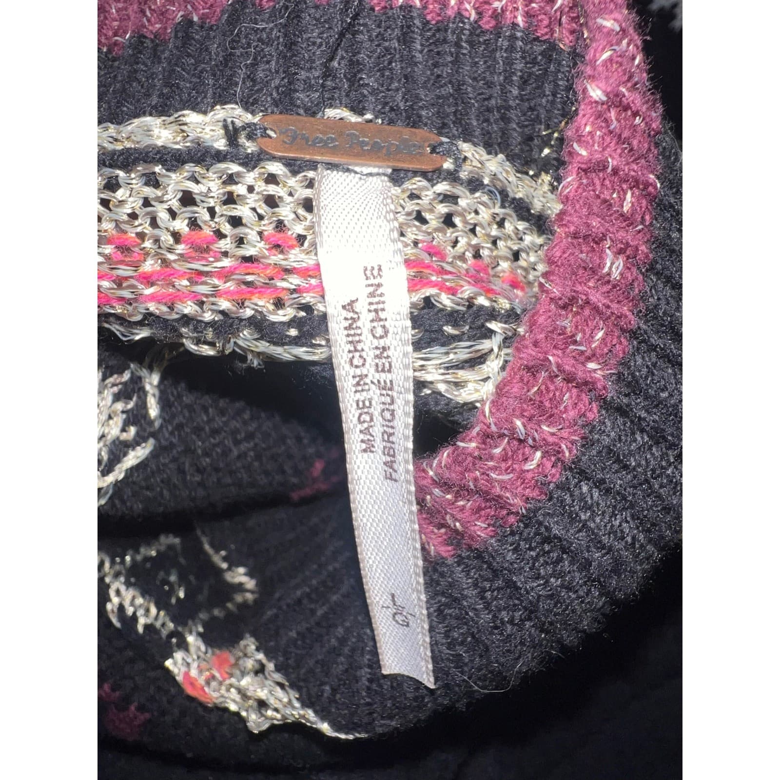 Free People Cozy Cottage Half Zip Sweater Black Sz L | Boho Balloon Sleeve Knit - Thumbnail 9