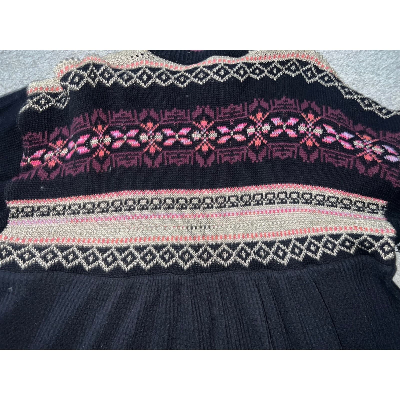 Free People Cozy Cottage Half Zip Sweater Black Sz L | Boho Balloon Sleeve Knit - Thumbnail 10