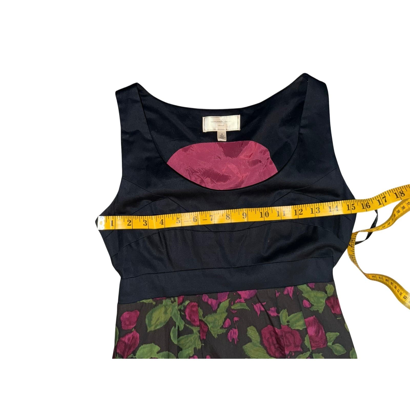 Anthropologie Moulinette Soeurs Rose Floral A-Line Dress Cottagecore Crewneck - Thumbnail 5
