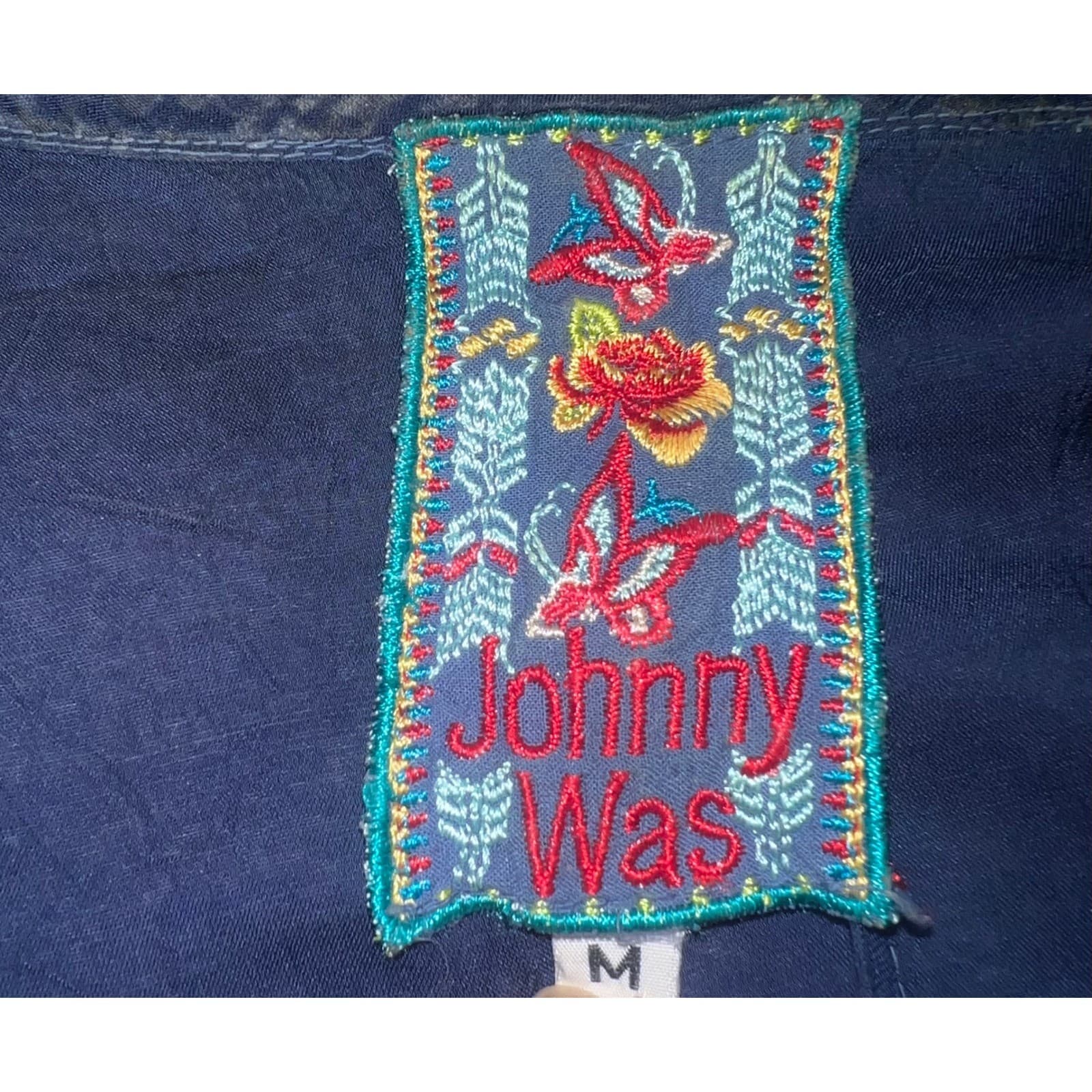 Johnny Was Boho Embroidered Button Up Blouse Sz M Luxury cottagecore sheer - Thumbnail 4