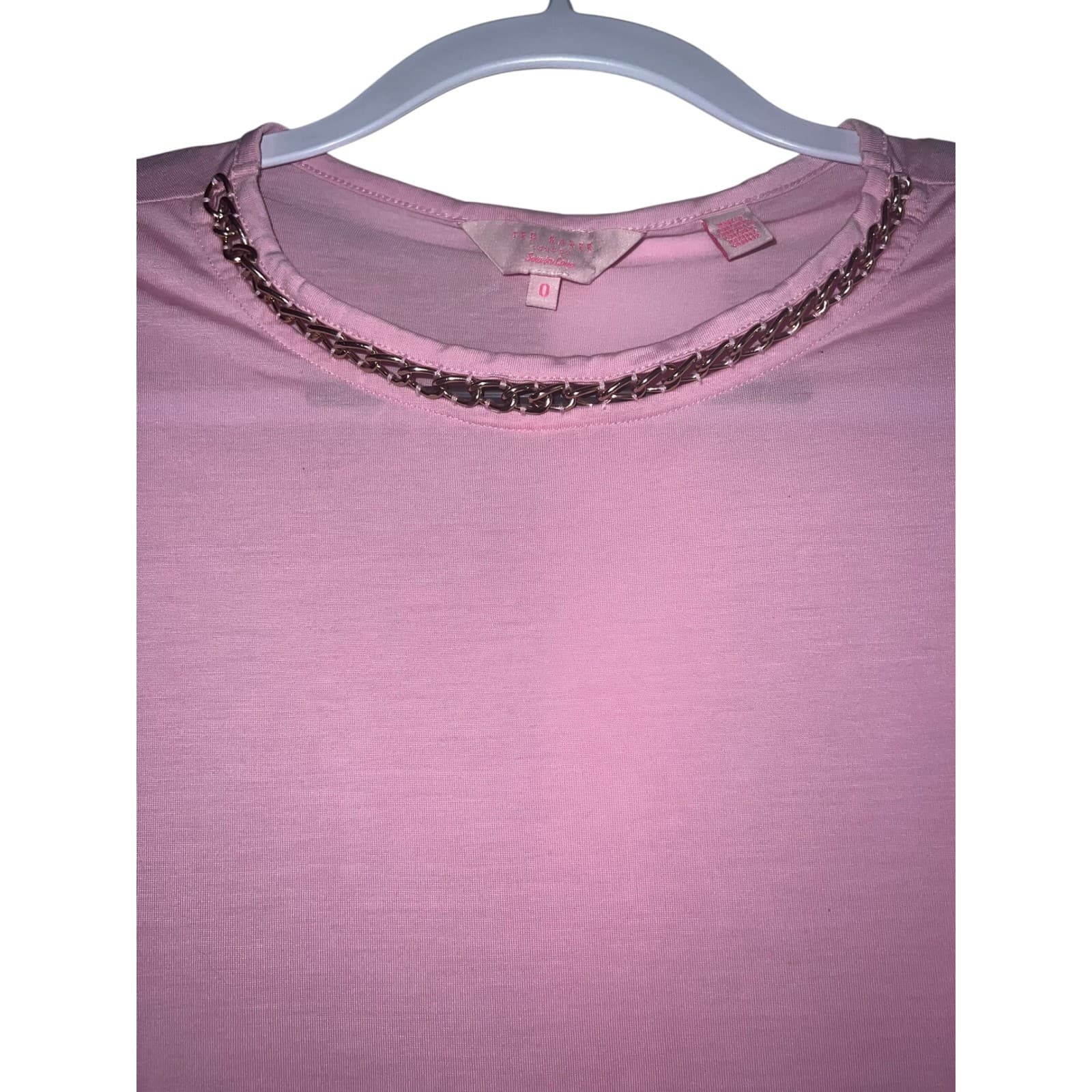 Ted Baker Coastal Gold Chain Top Sz 0 | Short Sleeve Lyocell Blouse Dopamine - Thumbnail 2