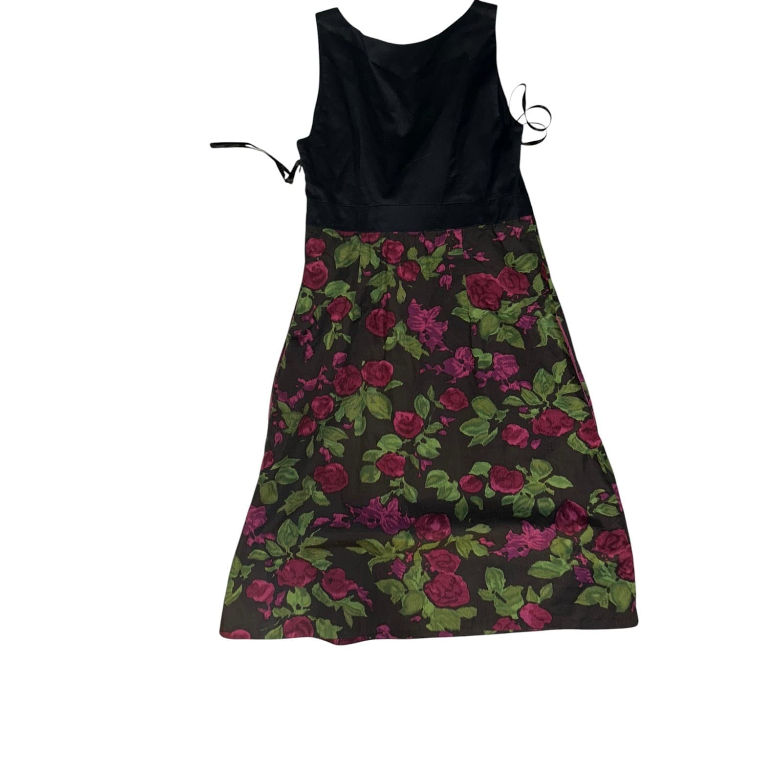 Anthropologie Moulinette Soeurs Rose Floral A-Line Dress Cottagecore Crewneck - Thumbnail 2