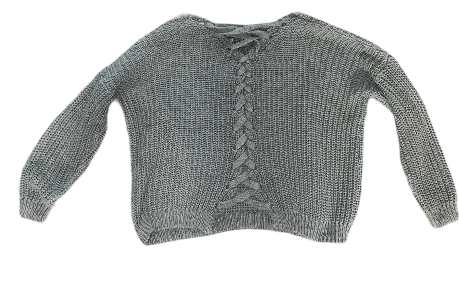 wild flower sweater Size Small Gray V Neck Ribbed Cubbed Comfy Dark Academica - Thumbnail 2