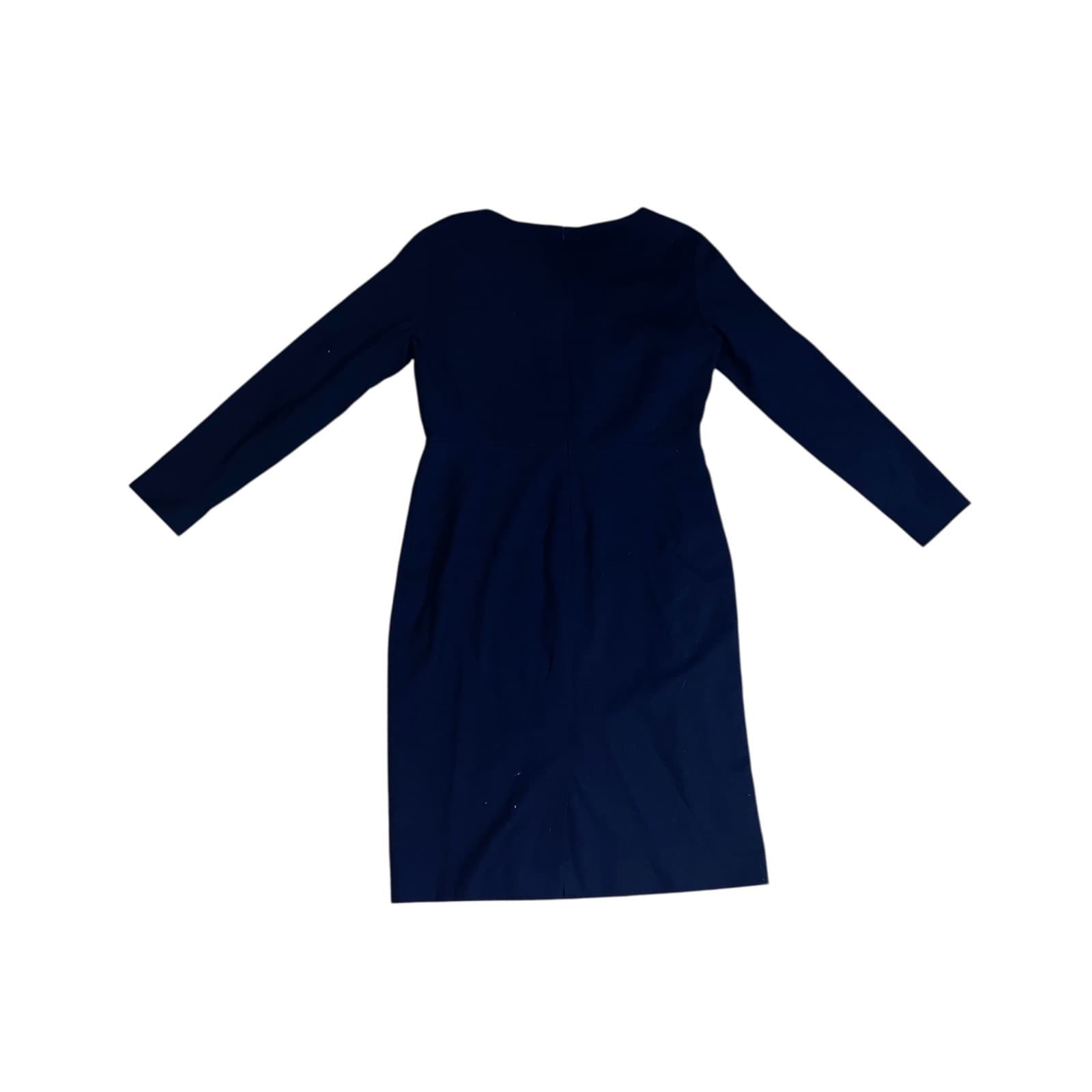 The Fold Blue Virgin Wool Dress UKSz 14 Luxury Designer Tailored - Thumbnail 3