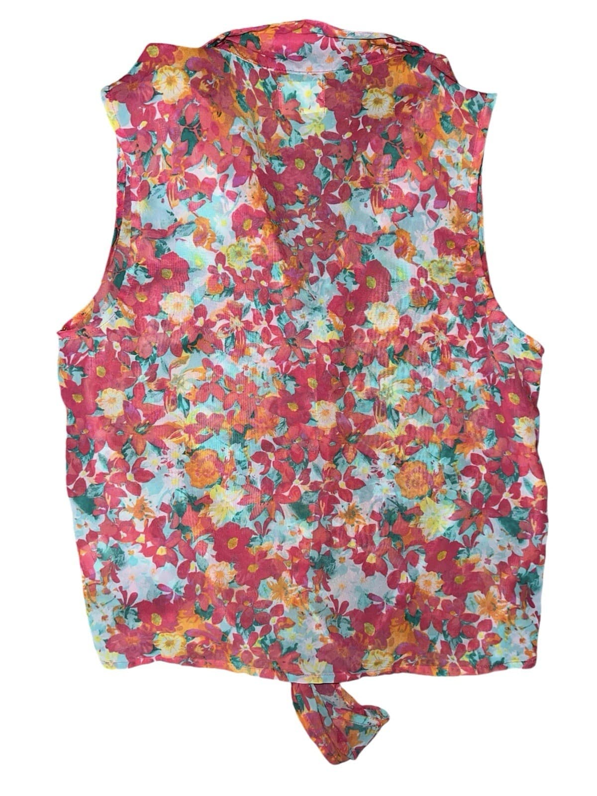 Black Poppy sleeveless Collar, floral Sz L Cottage Core Boho Coastal - Thumbnail 2