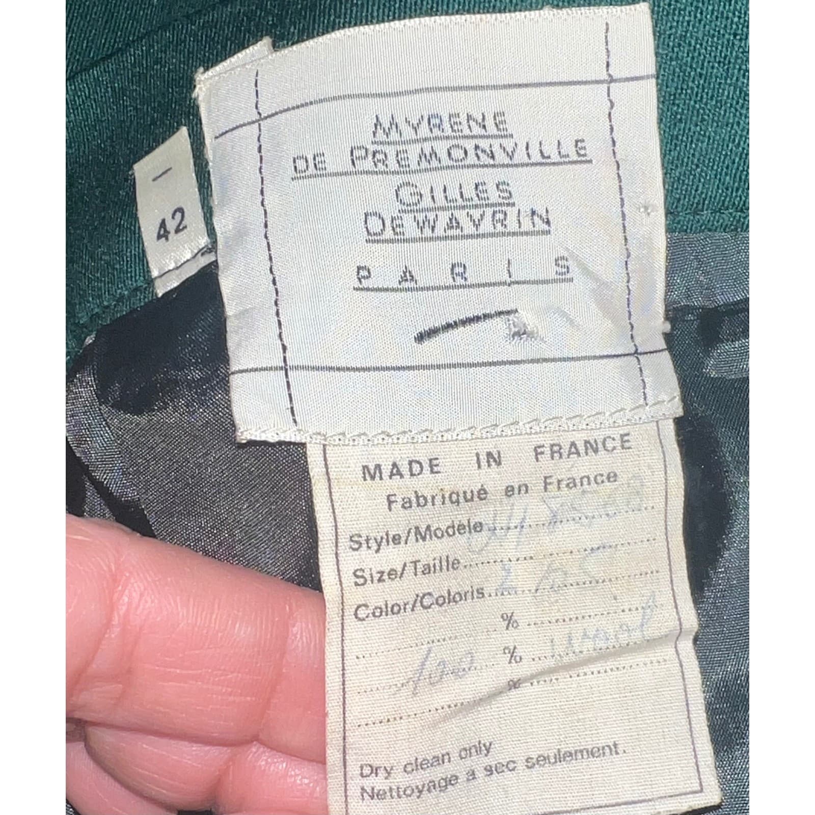 Myrene de Premonville Green Wool Skirt Sz 42 | Luxury Designer Tailored Skirt - Thumbnail 6