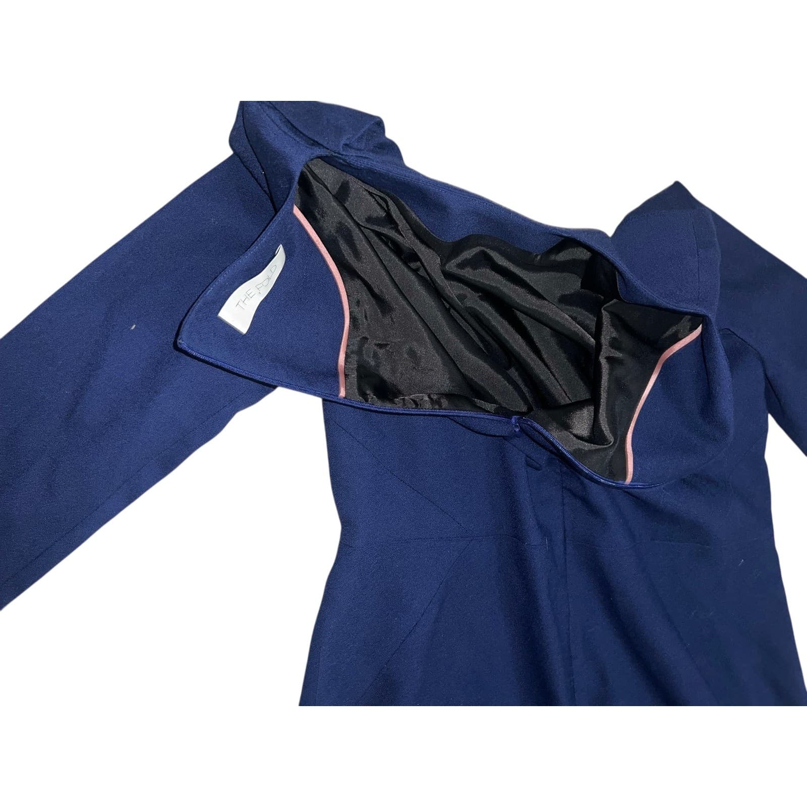 The Fold Blue Virgin Wool Dress UKSz 14 Luxury Designer Tailored - Thumbnail 4