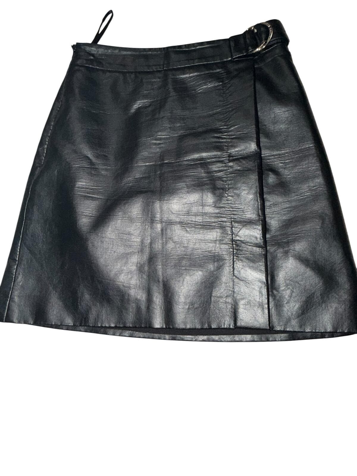 Ted Baker Black PU Leather Mini Skirt Sz 0 Designer Luxury Chic - Thumbnail 3