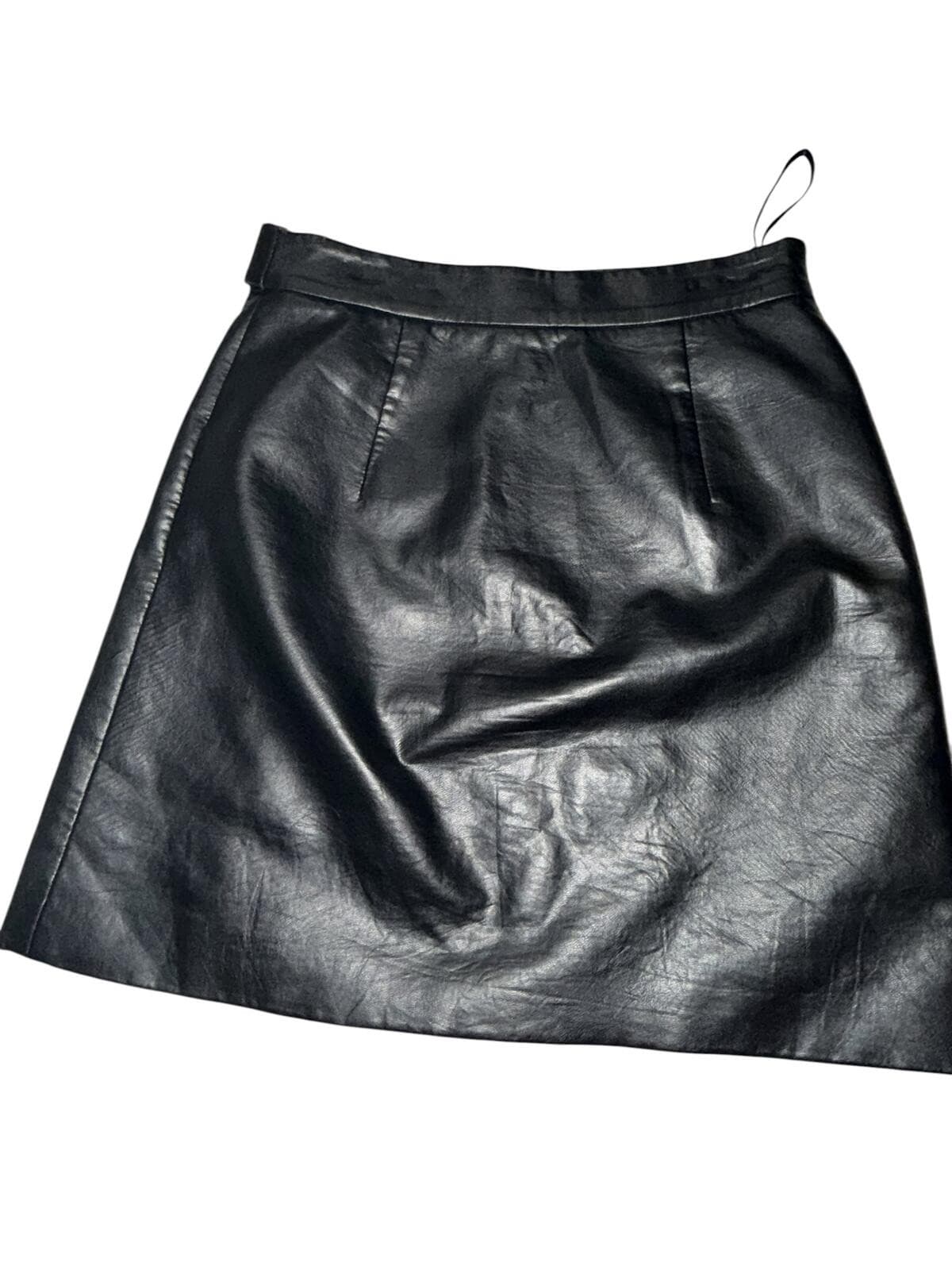 Ted Baker Black PU Leather Mini Skirt Sz 0 Designer Luxury Chic - Thumbnail 5