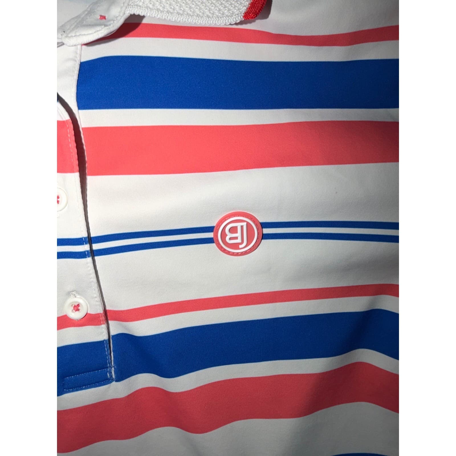 Benjefe Striped Polo Shirt Sz S/M | Button Collar Preppy Golf Athleisure Luxury - Thumbnail 6
