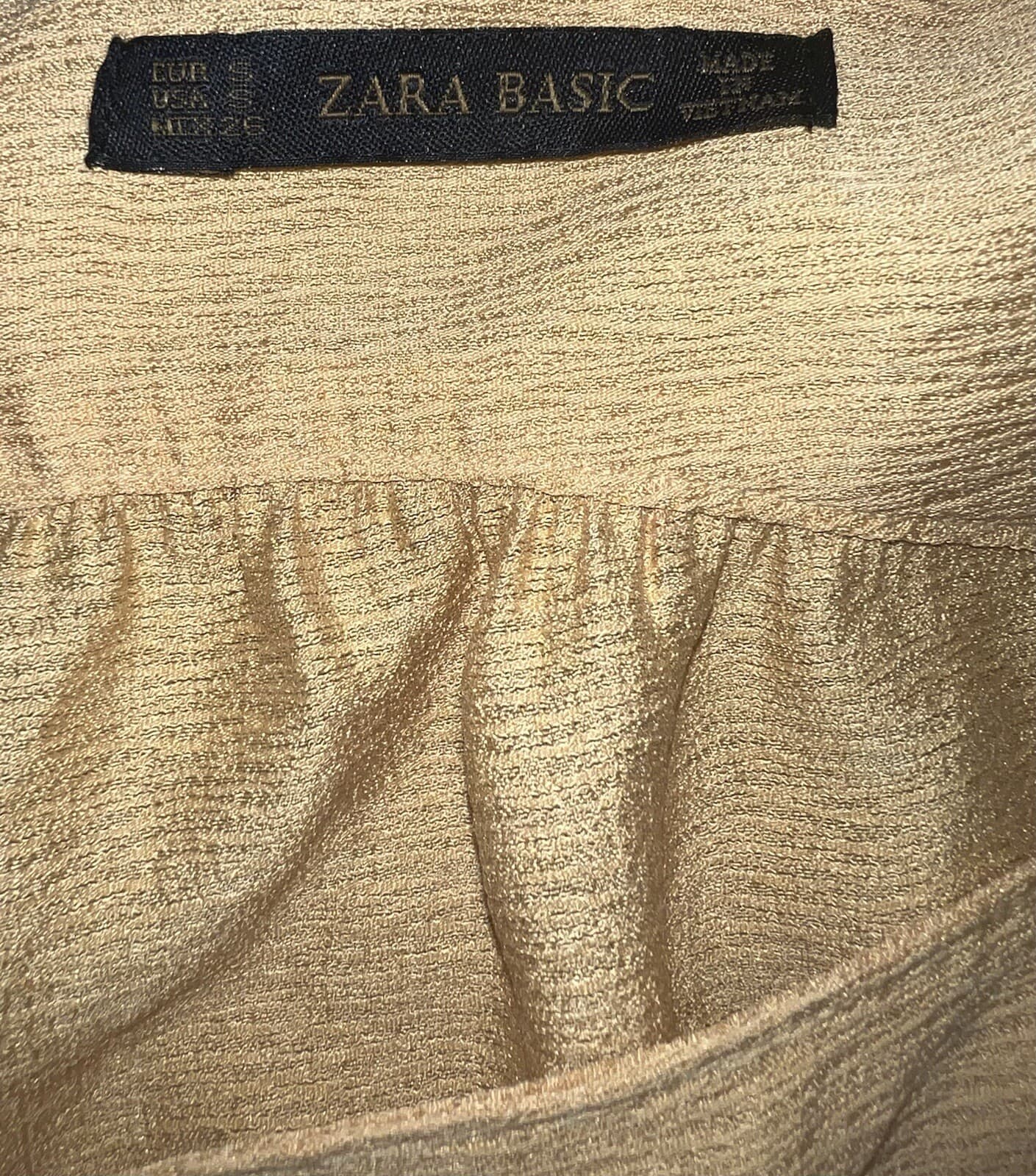 ZARA Baby Doll Dress Mustard color Boho Sz S Square Neck Half Sleeves Cottage - Thumbnail 5