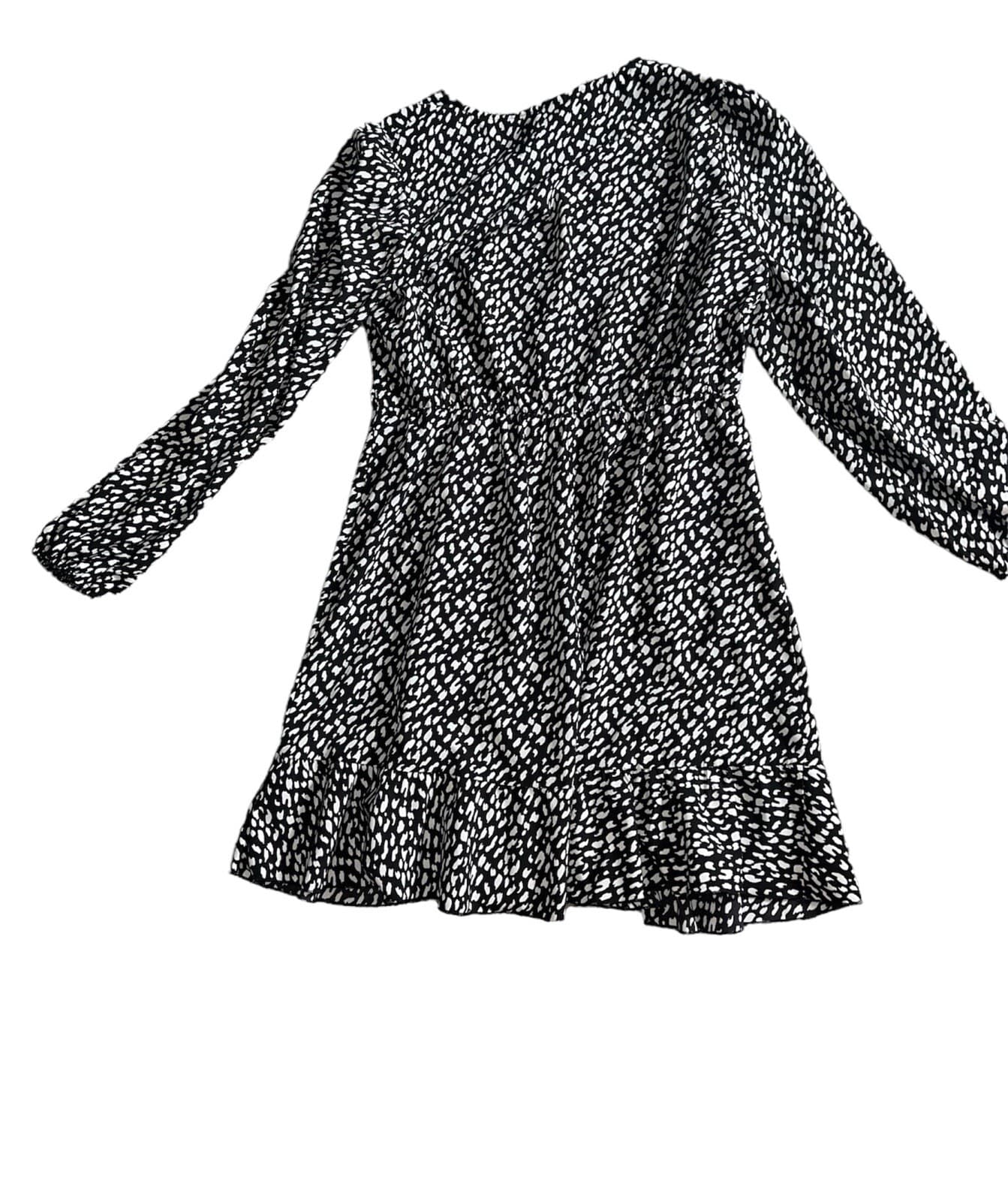 abound dress Black & White V-neck Size L Bohemian Balloon Sleeve Monochrome Emo - Thumbnail 2