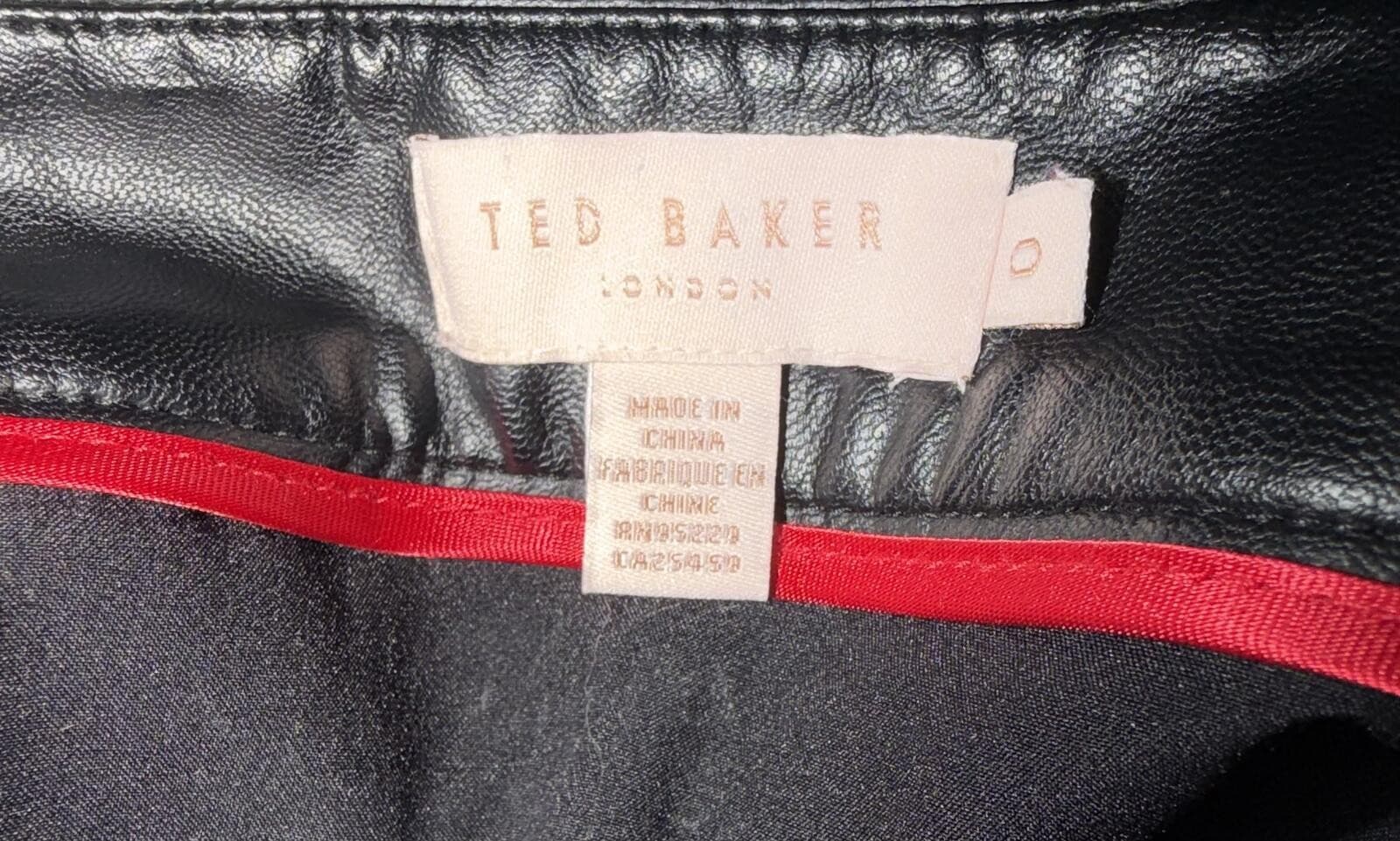 Ted Baker Black PU Leather Mini Skirt Sz 0 Designer Luxury Chic - Thumbnail 7