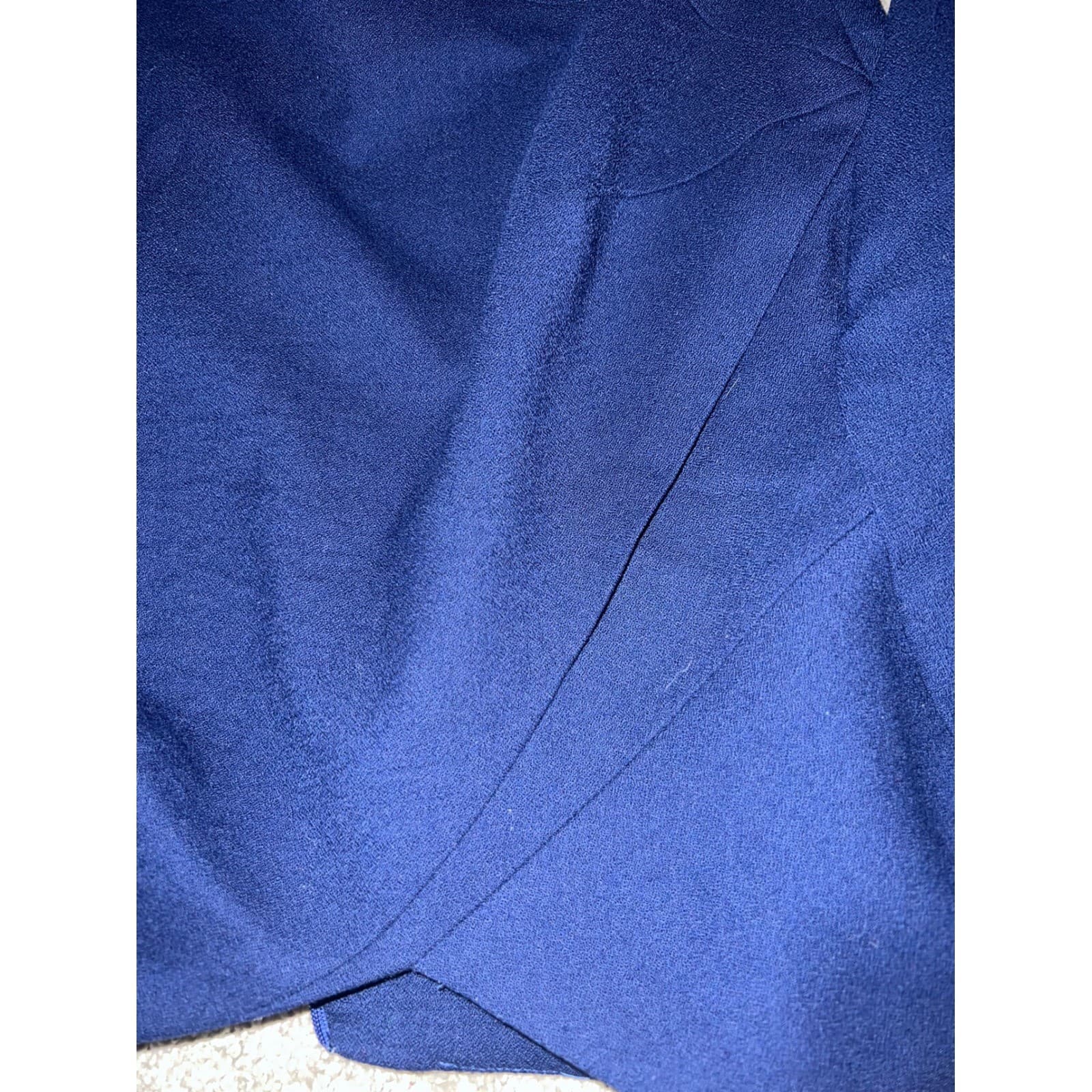 The Fold Blue Virgin Wool Dress UKSz 14 Luxury Designer Tailored - Thumbnail 2