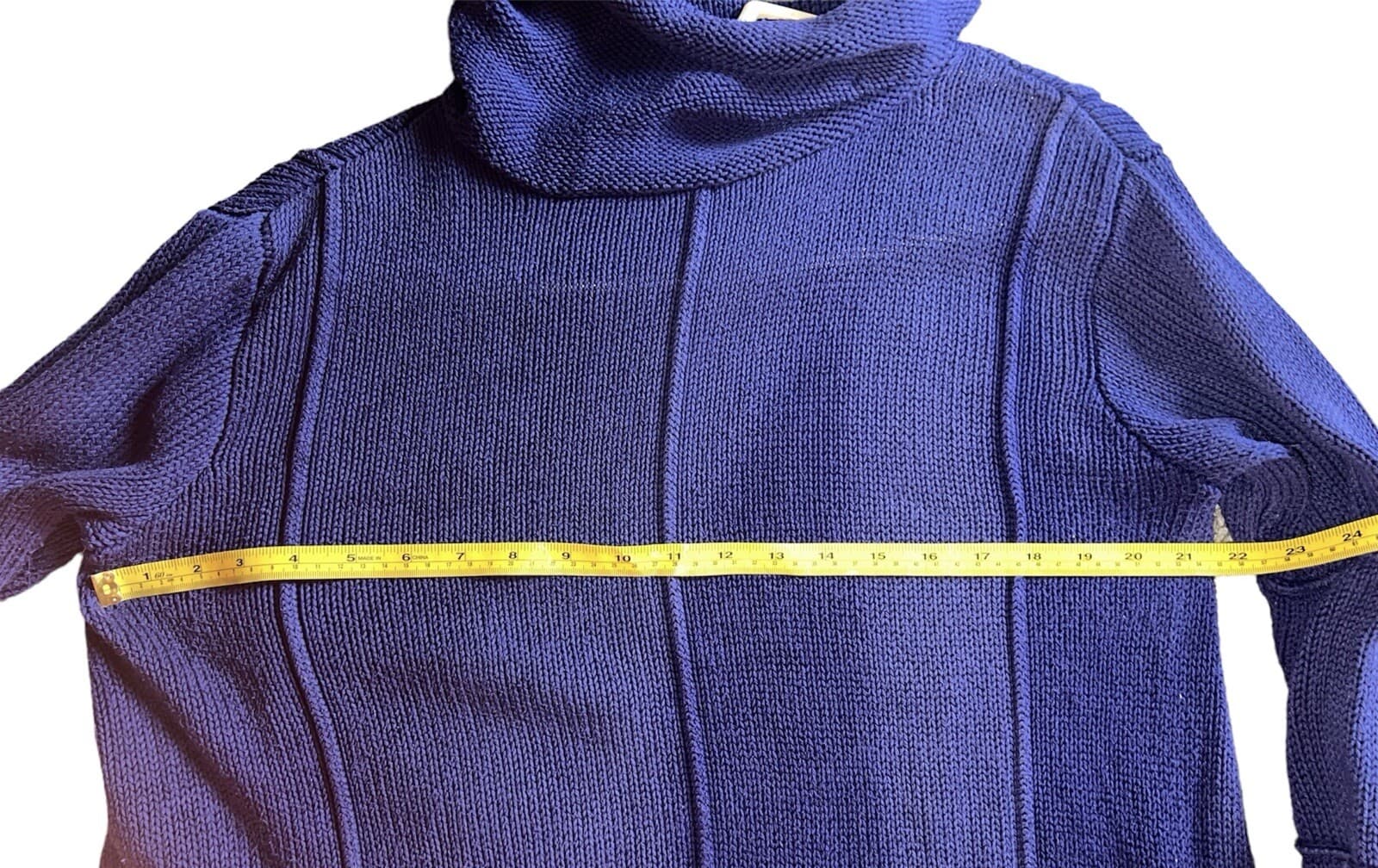 pure handknit Blue Purple Color Sz m/l Turtleneck Long Sleeves Comfy Preppy - Thumbnail 2