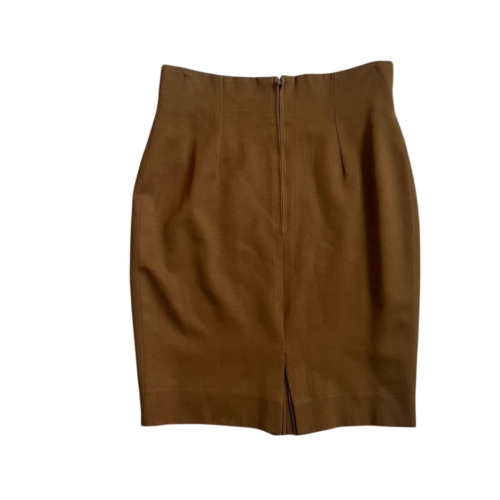 New Republic Brown Wool Pencil Skirt | Back Slit Career Office Corpcore Boho - Thumbnail 2