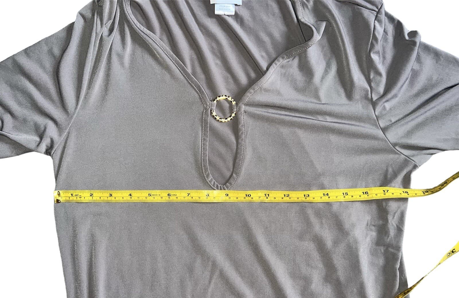 Jordan Taylor Size Large 3/4 Sleeve Keyhole Dress 90's Y2K polyester boho - Thumbnail 4