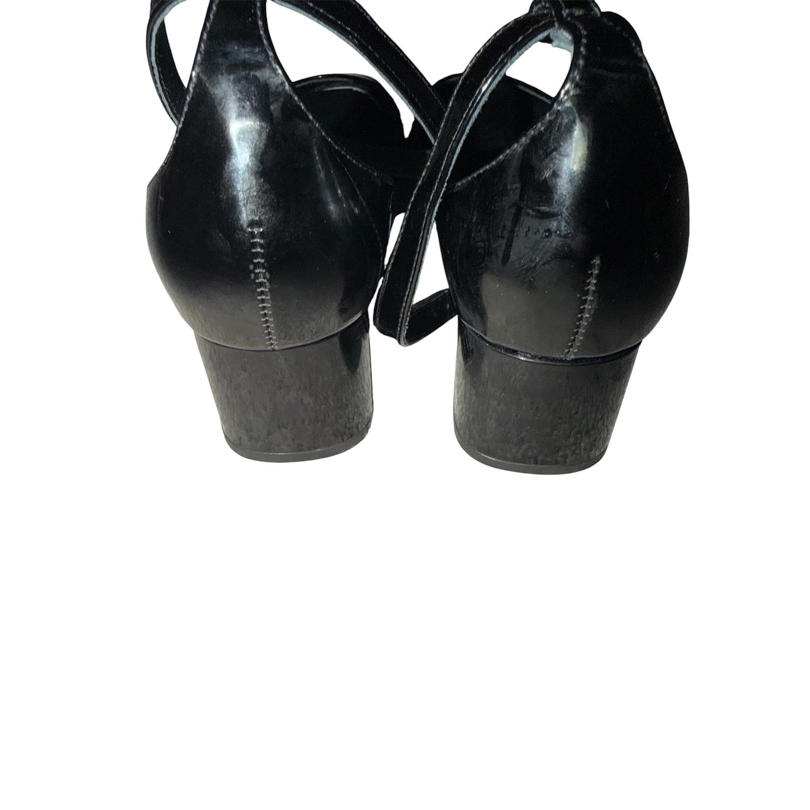 Reformation Black Almond Toe Block Heels Sz 8.5 Minimalist Gothic Office Chic - Thumbnail 6