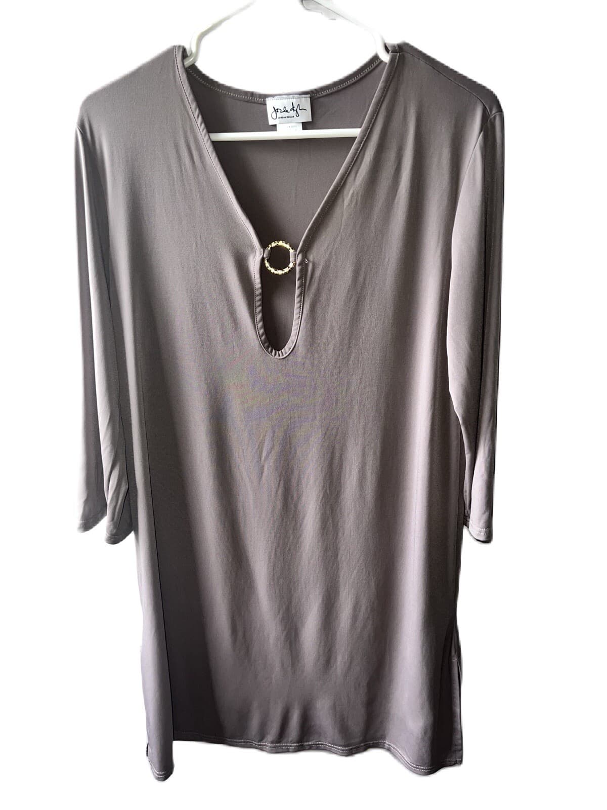 Jordan Taylor Size Large 3/4 Sleeve Keyhole Dress 90's Y2K polyester boho - Thumbnail 2