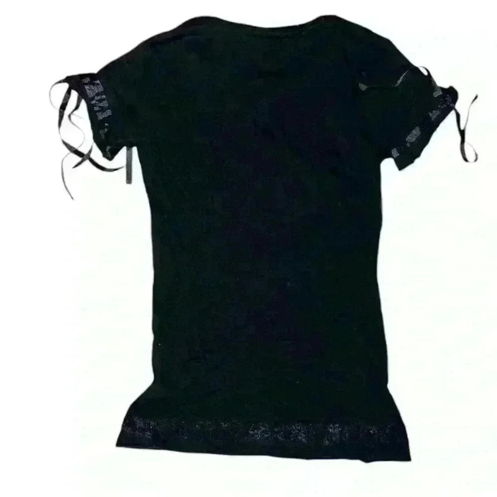 Diesel Black Gold Short Sleeve Top Sz XS Crew Neck Minimalist Biker Monochrome - Thumbnail 2