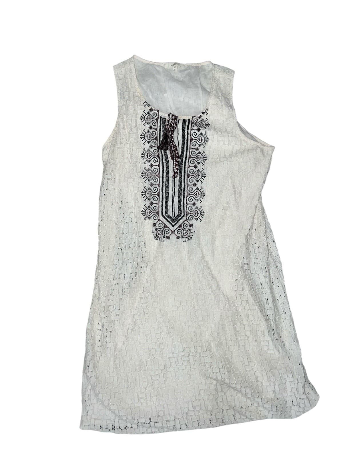 MYSTREE Embroidered Dress Boho Hippie Size S Sleeveless Bohemian Round Neck - Thumbnail 4