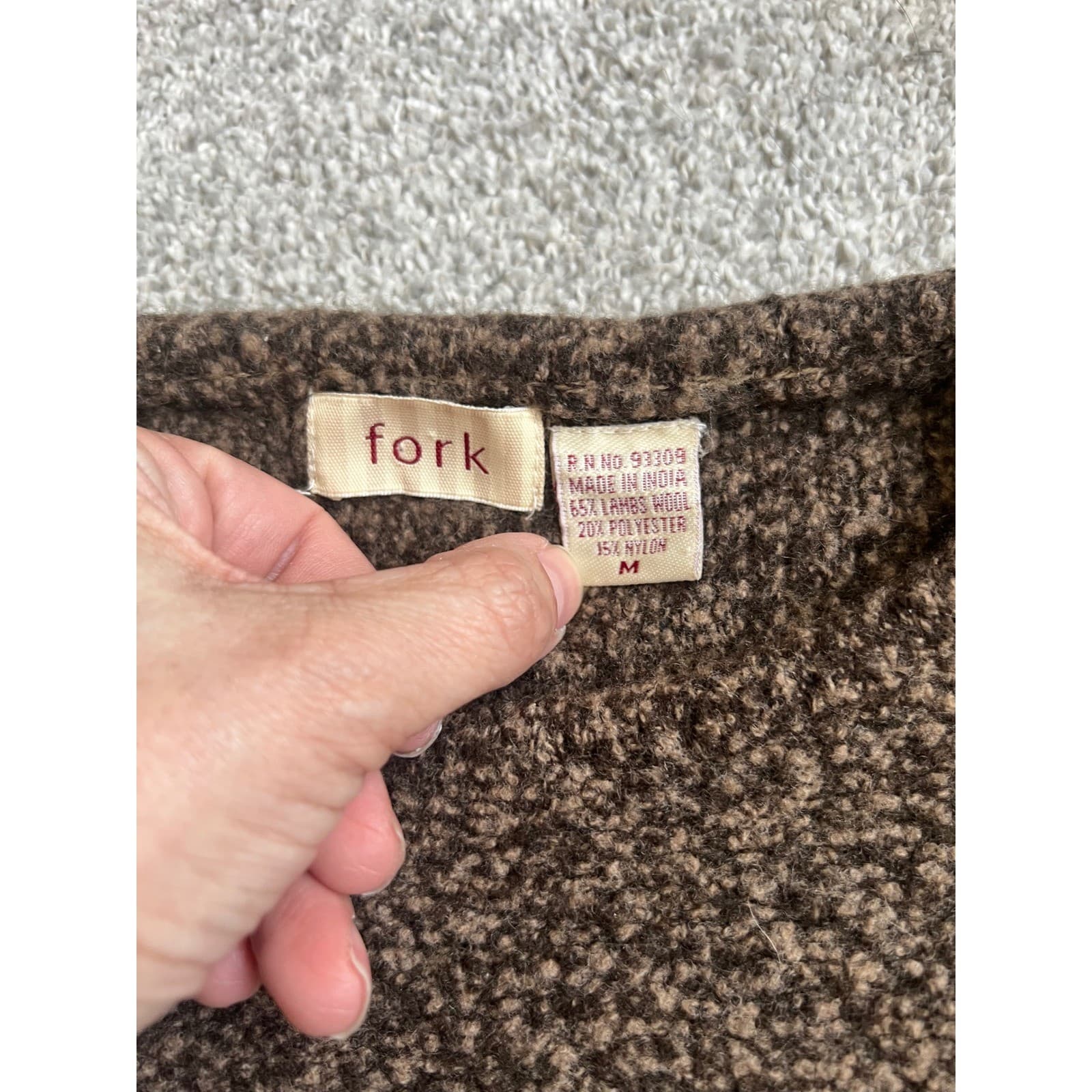 FORK Lamb Wool Crewneck Sweater Sz M | Boho Cottagecore Preppy Knit - Thumbnail 7