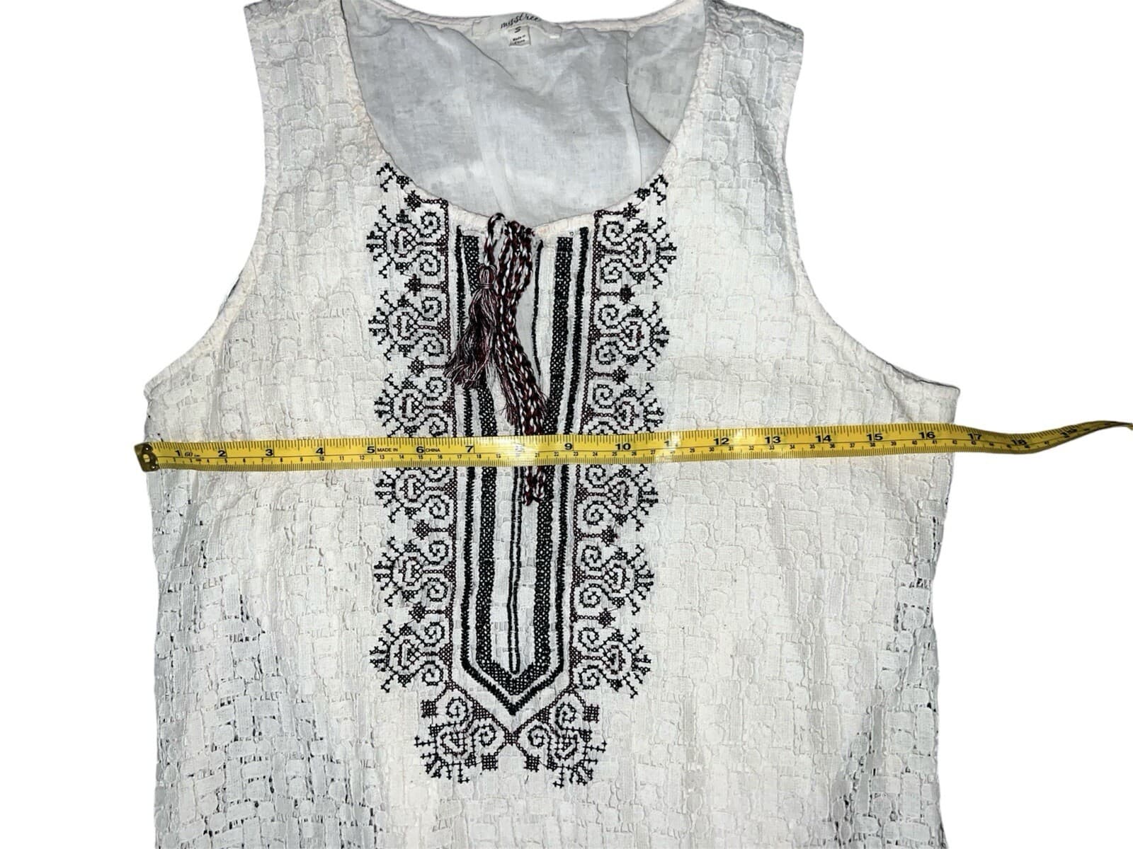 MYSTREE Embroidered Dress Boho Hippie Size S Sleeveless Bohemian Round Neck - Thumbnail 6