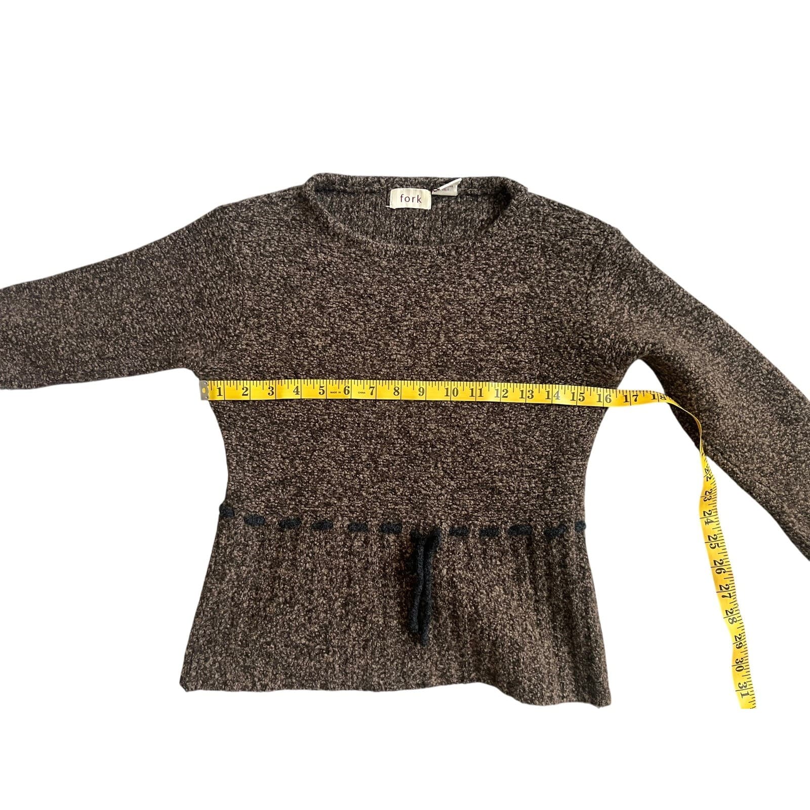 FORK Lamb Wool Crewneck Sweater Sz M | Boho Cottagecore Preppy Knit - Thumbnail 4