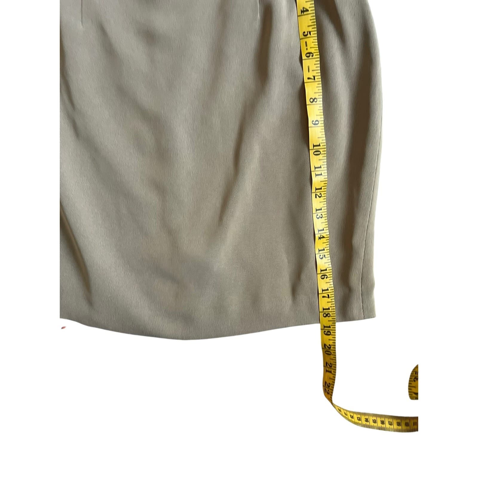 Emanuel Ungaro Tan Pencil Skirt Sz 12 / 46 | Back Slit Career Office Corpcore - Thumbnail 3