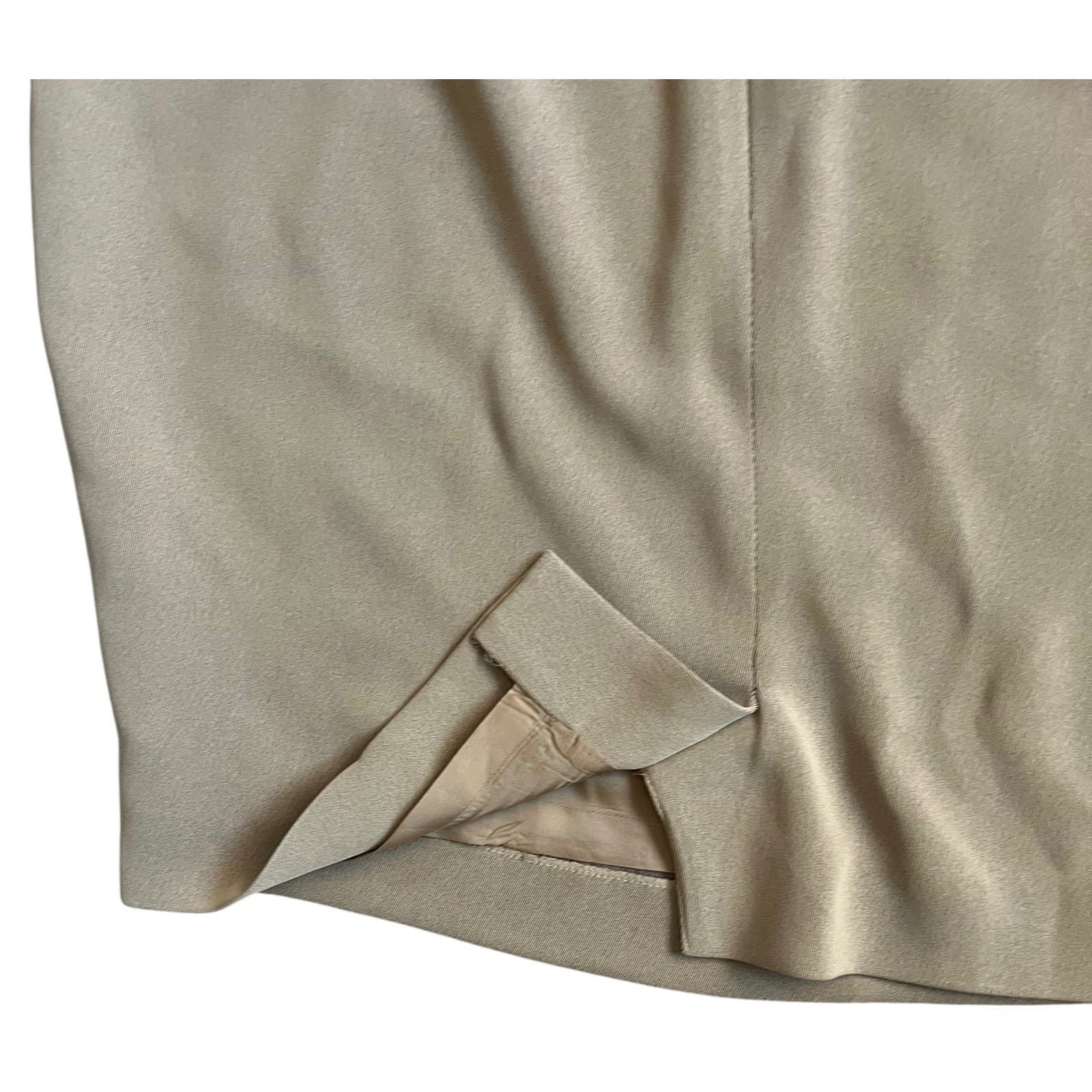 Emanuel Ungaro Tan Pencil Skirt Sz 12 / 46 | Back Slit Career Office Corpcore - Thumbnail 4