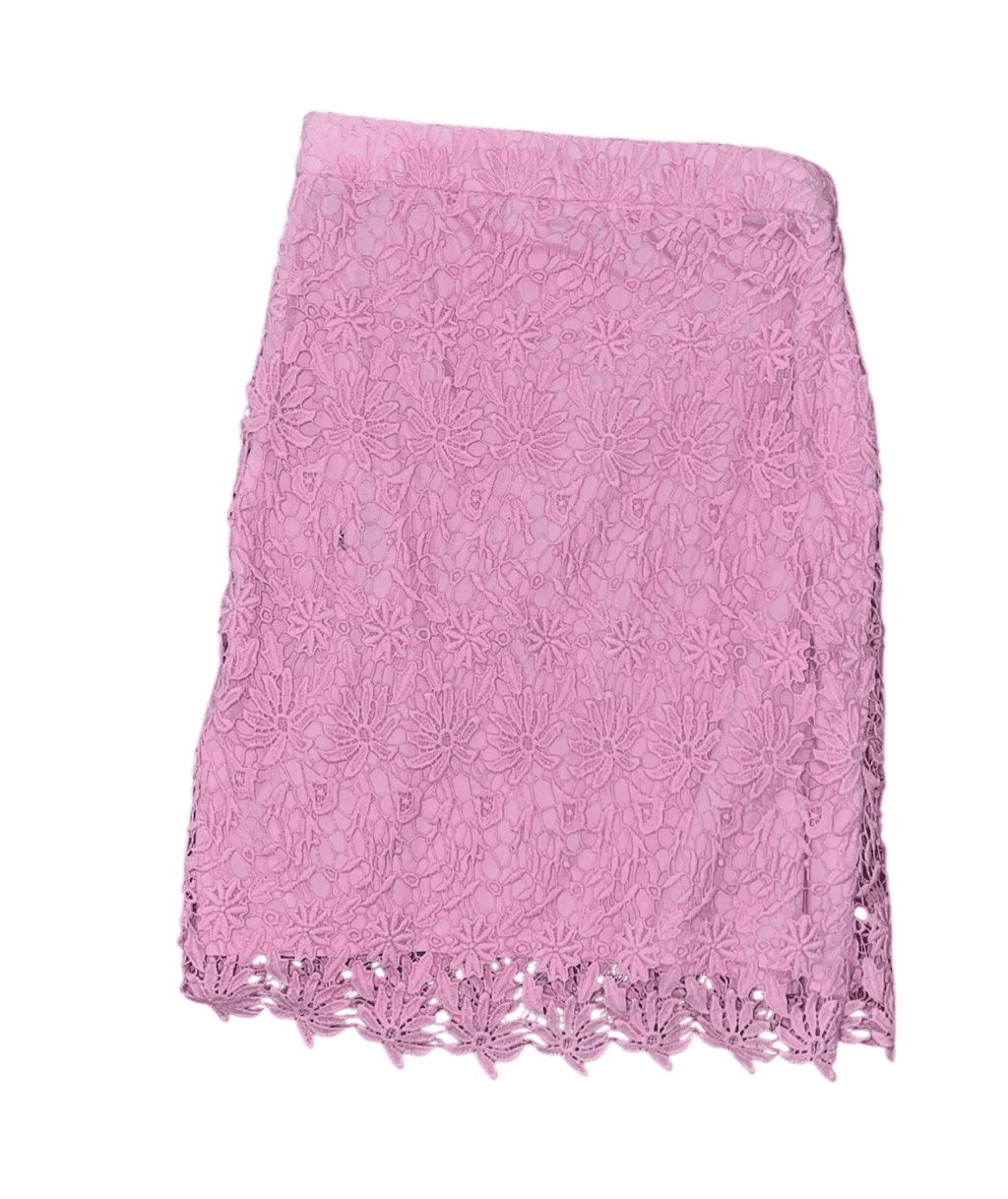 Kenar Pink Peach Floral Crochet Lace Overlay Skirt Sz 4 Coastal Cottagecore - Thumbnail 2