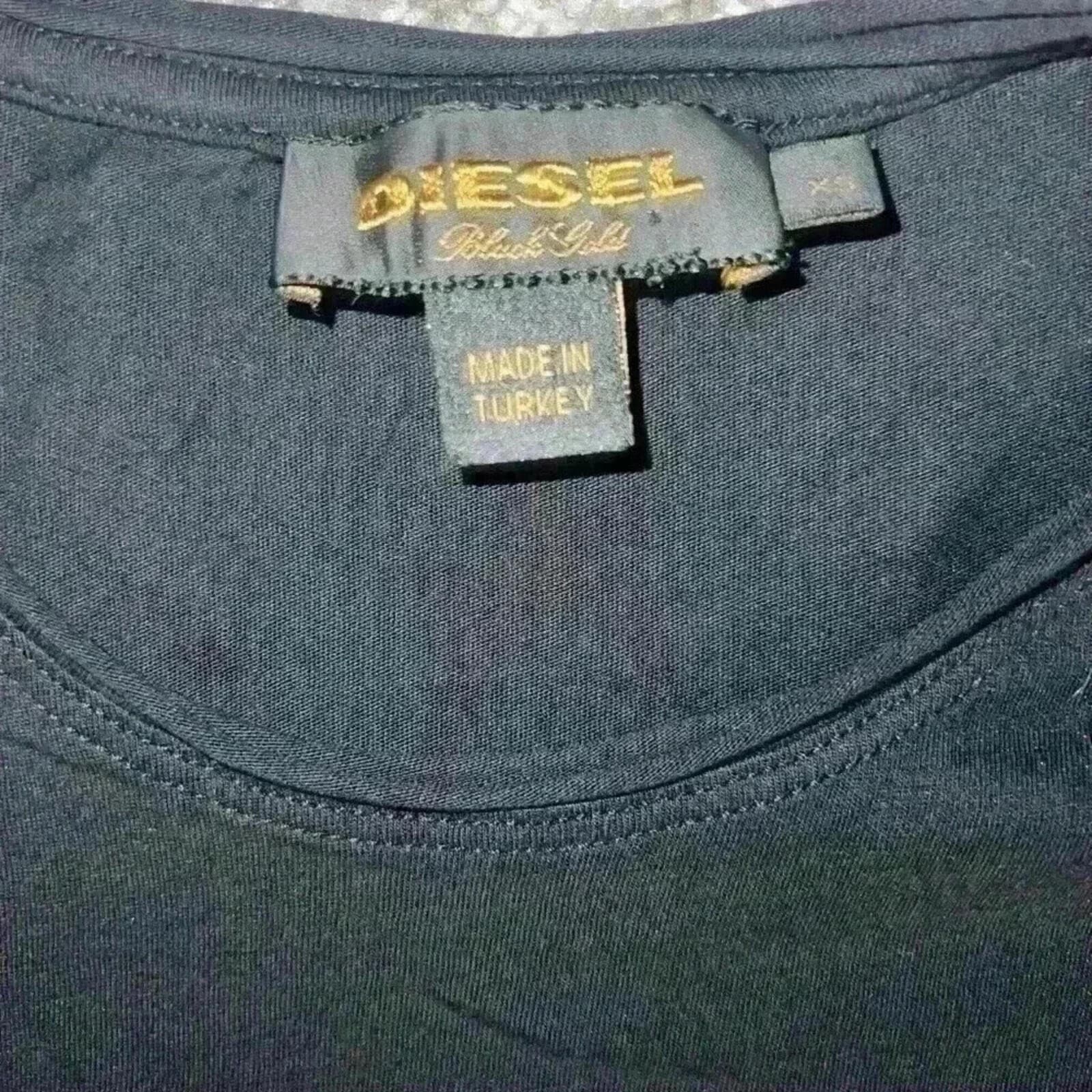 Diesel Black Gold Short Sleeve Top Sz XS Crew Neck Minimalist Biker Monochrome - Thumbnail 7