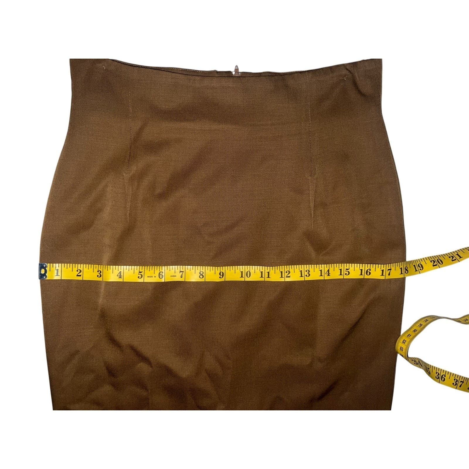 New Republic Brown Wool Pencil Skirt | Back Slit Career Office Corpcore Boho - Thumbnail 5