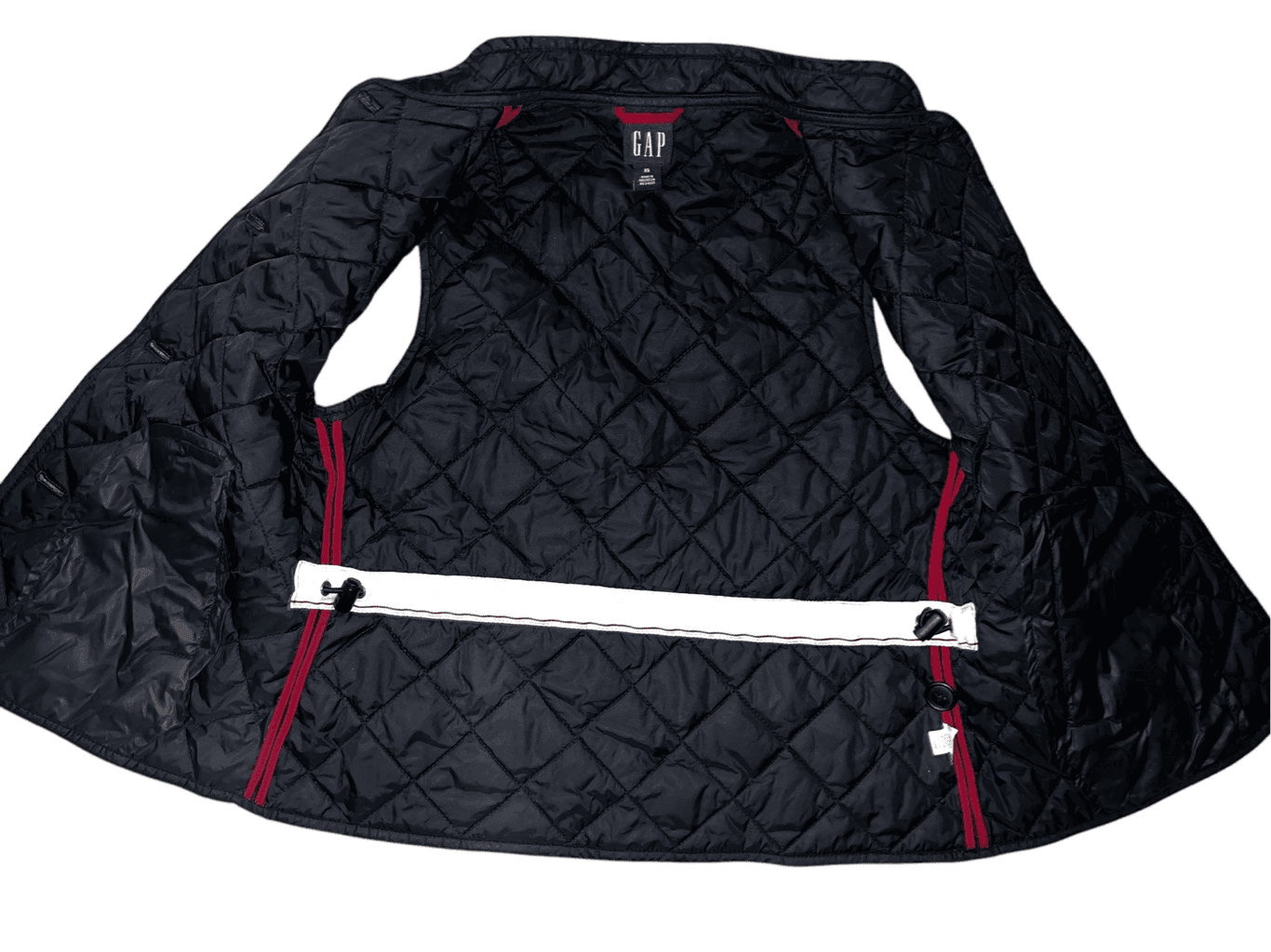 GAP Padded Puffy Puffer Vest, Black Sz XS . Buttons Sleeveless Preppy Minimalist - Thumbnail 3