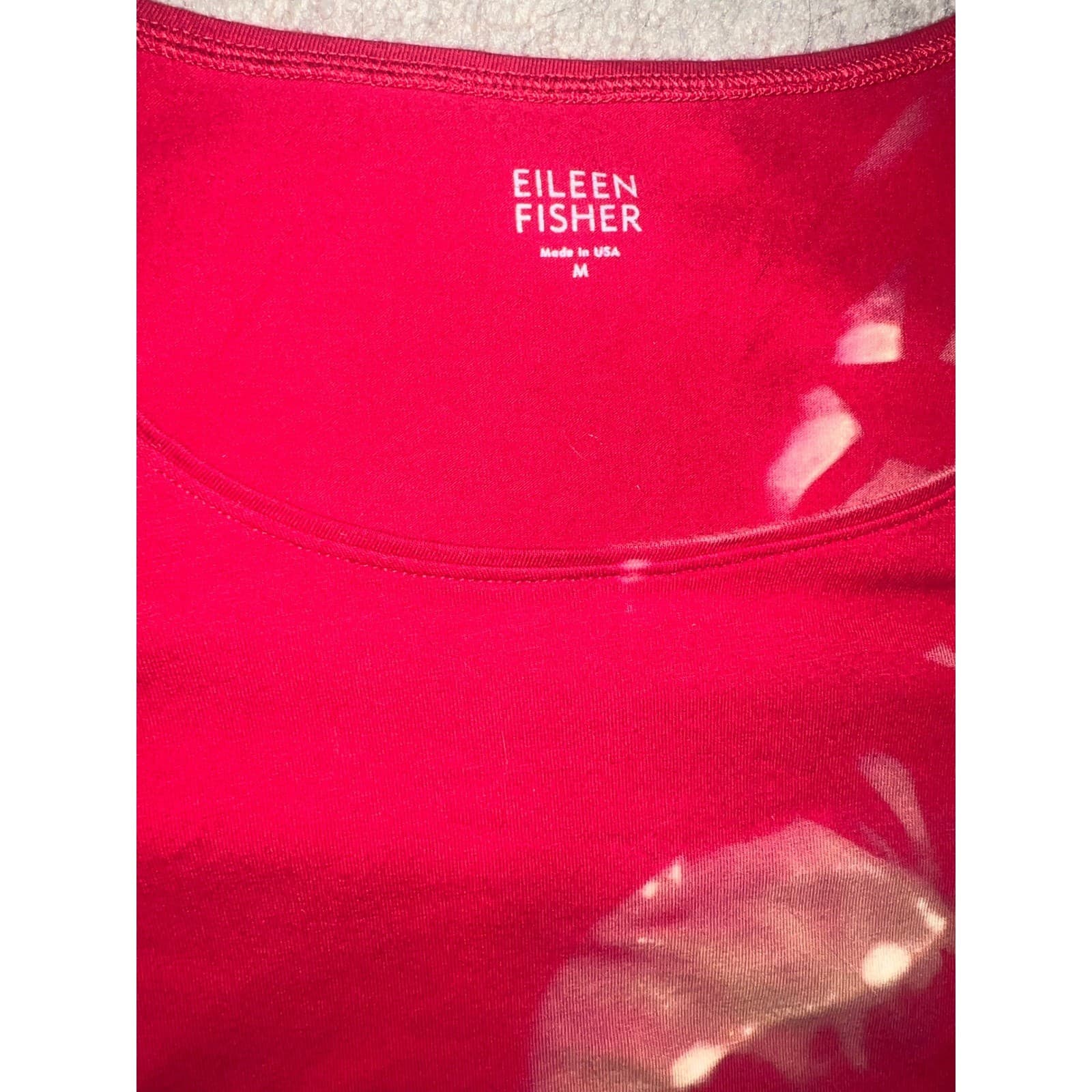 EILEEN FISHER Red Organic Cotton Crew Neck Sz M | Sustainable Minimalist Casua - Thumbnail 3