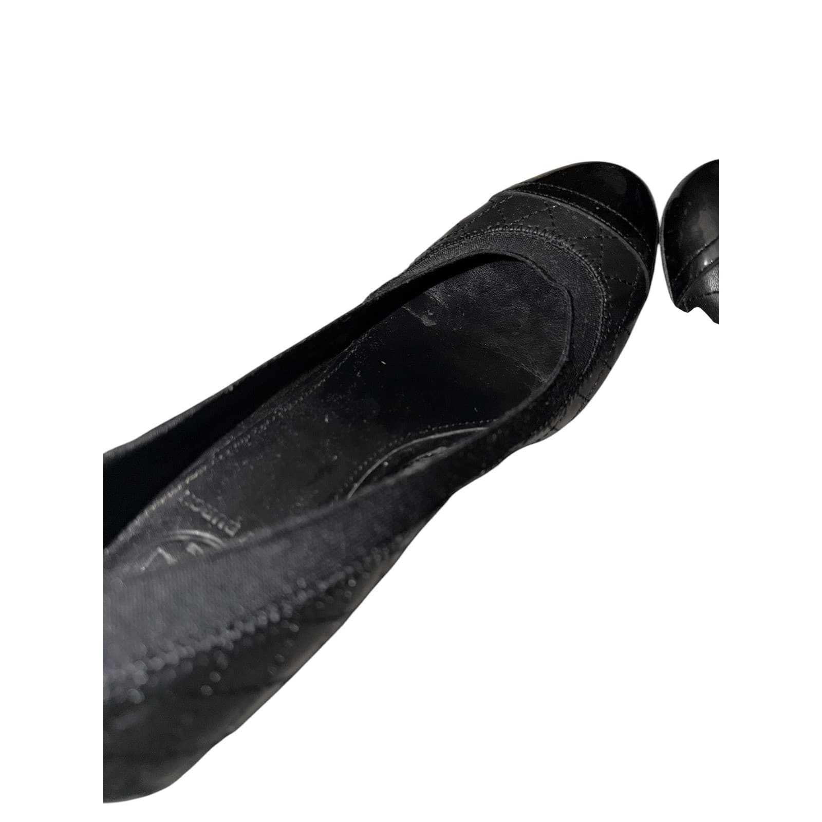 Tory Burch Quilted Leather Pumps 8.5Patent Cap Toe Block Heel Office Minimalist - Thumbnail 5