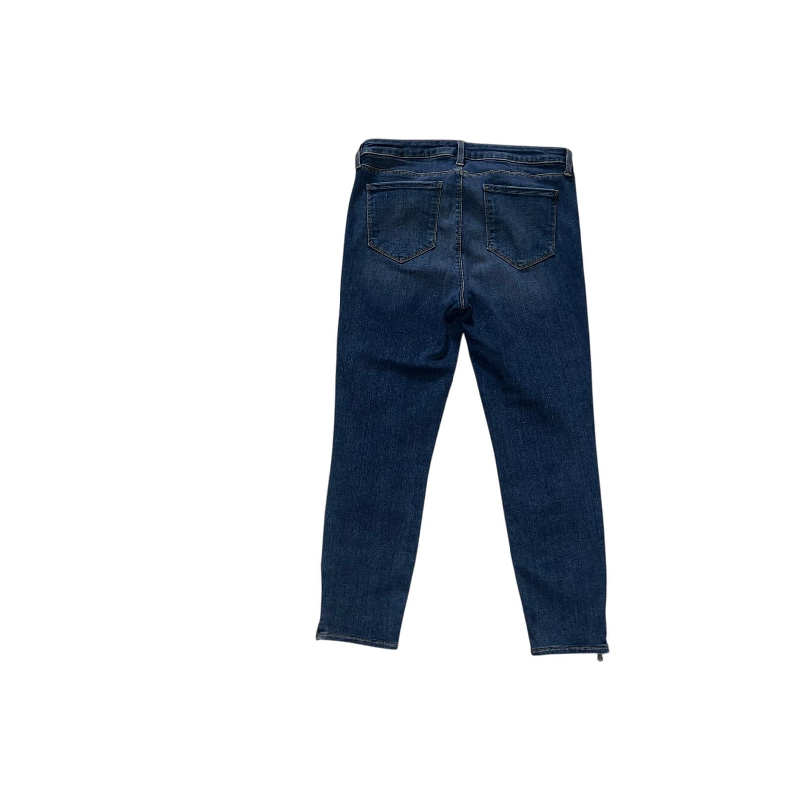 L'AGENCE Slim Skinny Ankle Zip Jeans Sz 30 | Dark Blue Stretch Designer Denim - Thumbnail 2