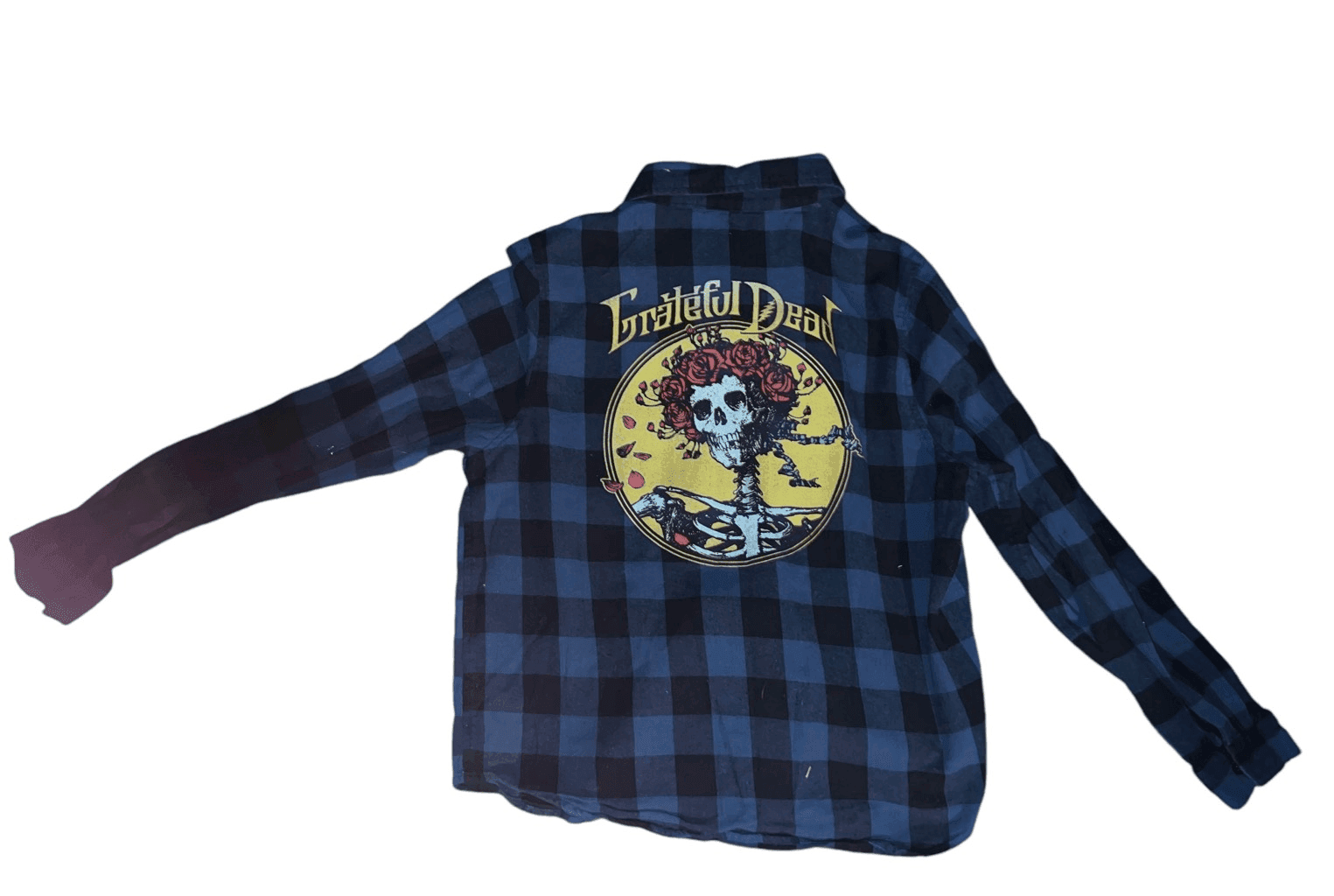 Grateful Dead Flannel Sz m Blue Plaid Long Sleeve Button Collar Preppy Emo - Thumbnail 2