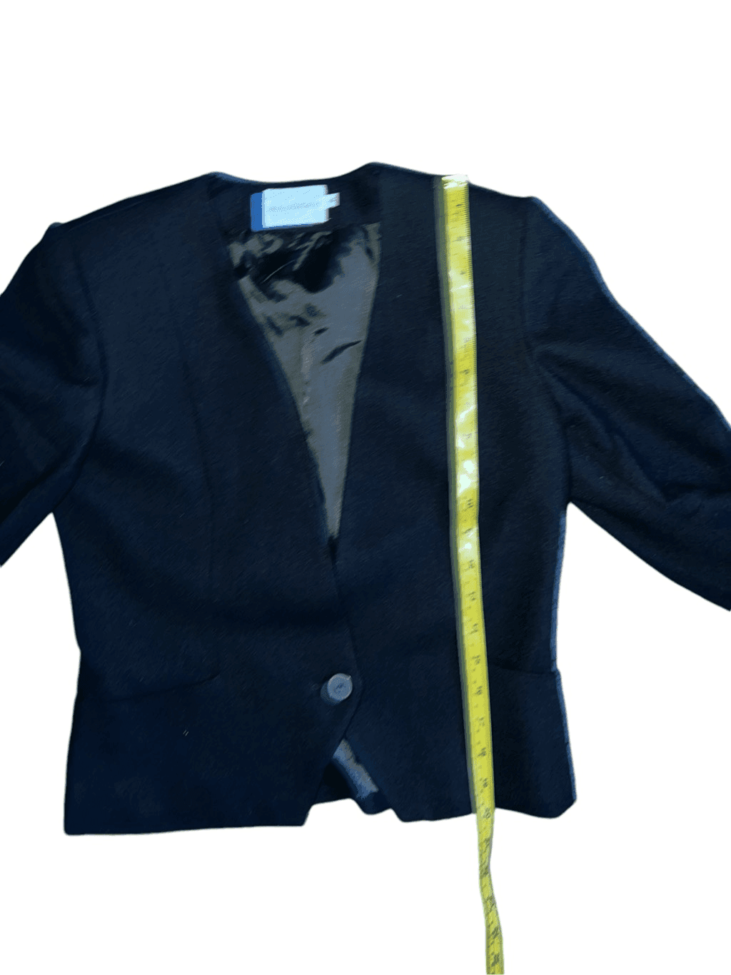Mort Schrader Sz 4 Vtg black cropped wool jacket blazer & skirt Office Siren - Thumbnail 7