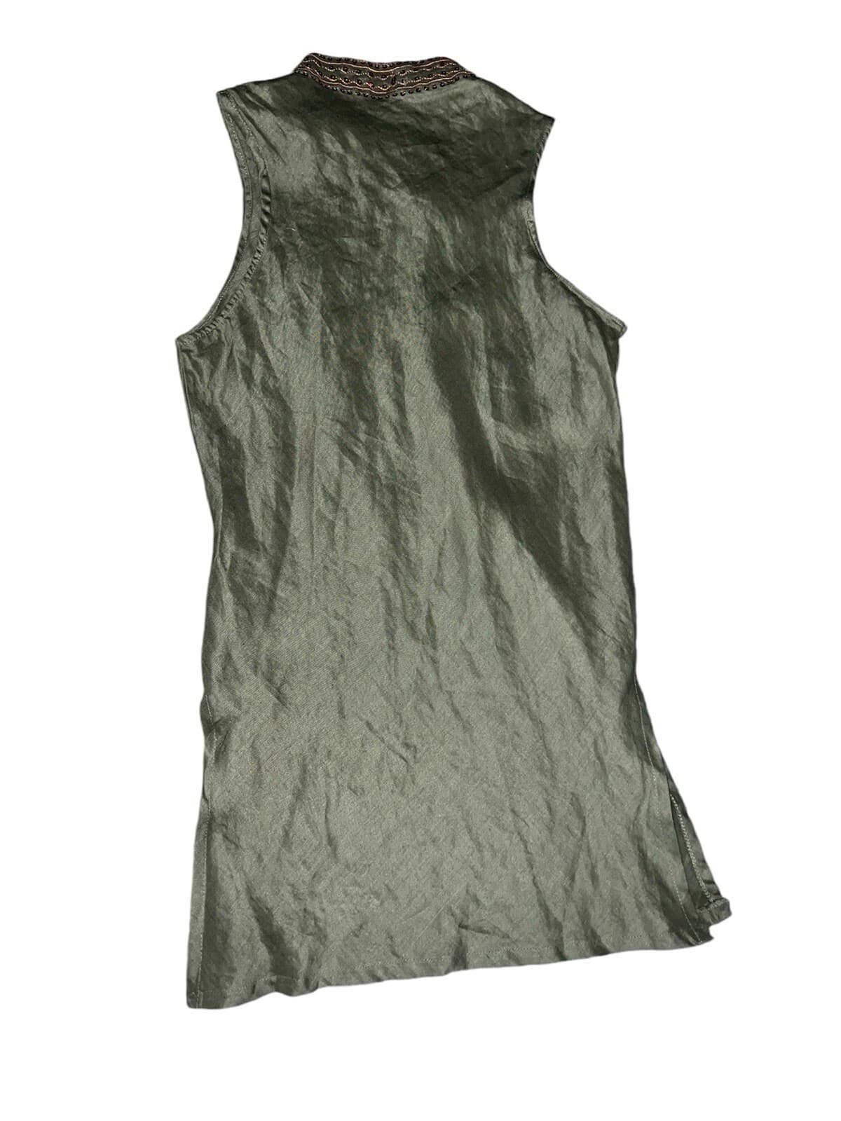 Extreme Green Sze M Made In Greece Boho , Bohemian Mock Neck Sleeveless - Thumbnail 2