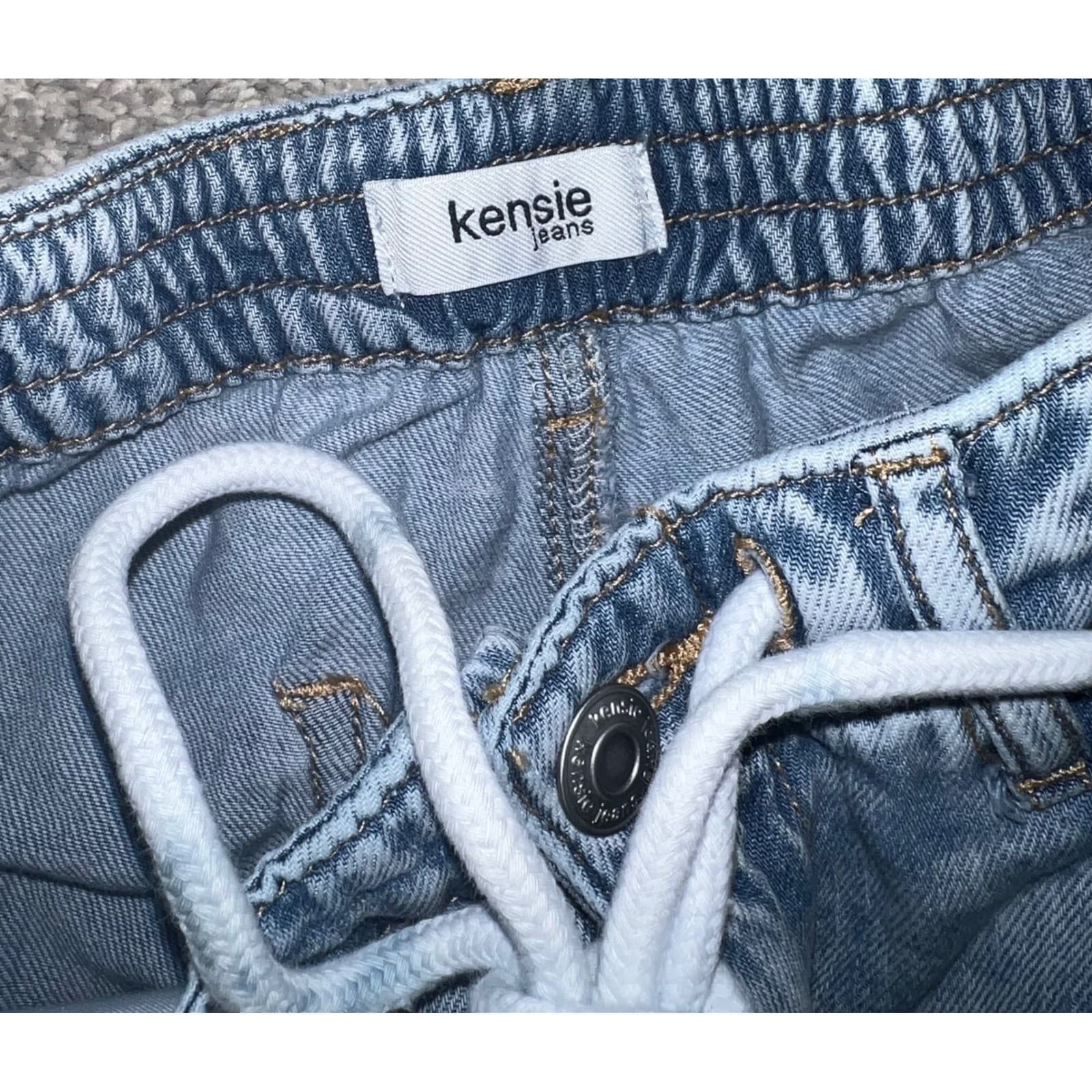 Kensie Sandblasted Jogger Jeans Sz 4 | Drawstring Waist Y2K 90s Casual Denim - Thumbnail 5